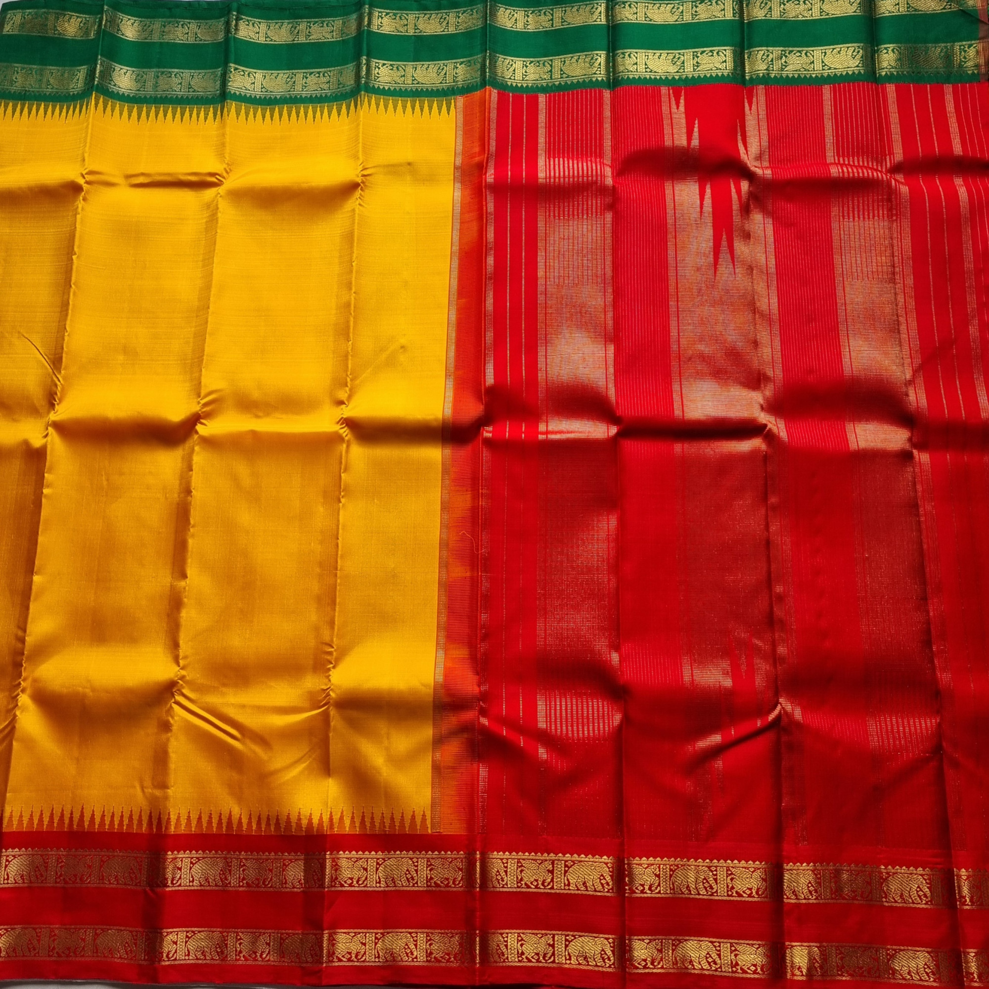 Kanjivaram Silk Yellow Ganga Jamuna Korvai