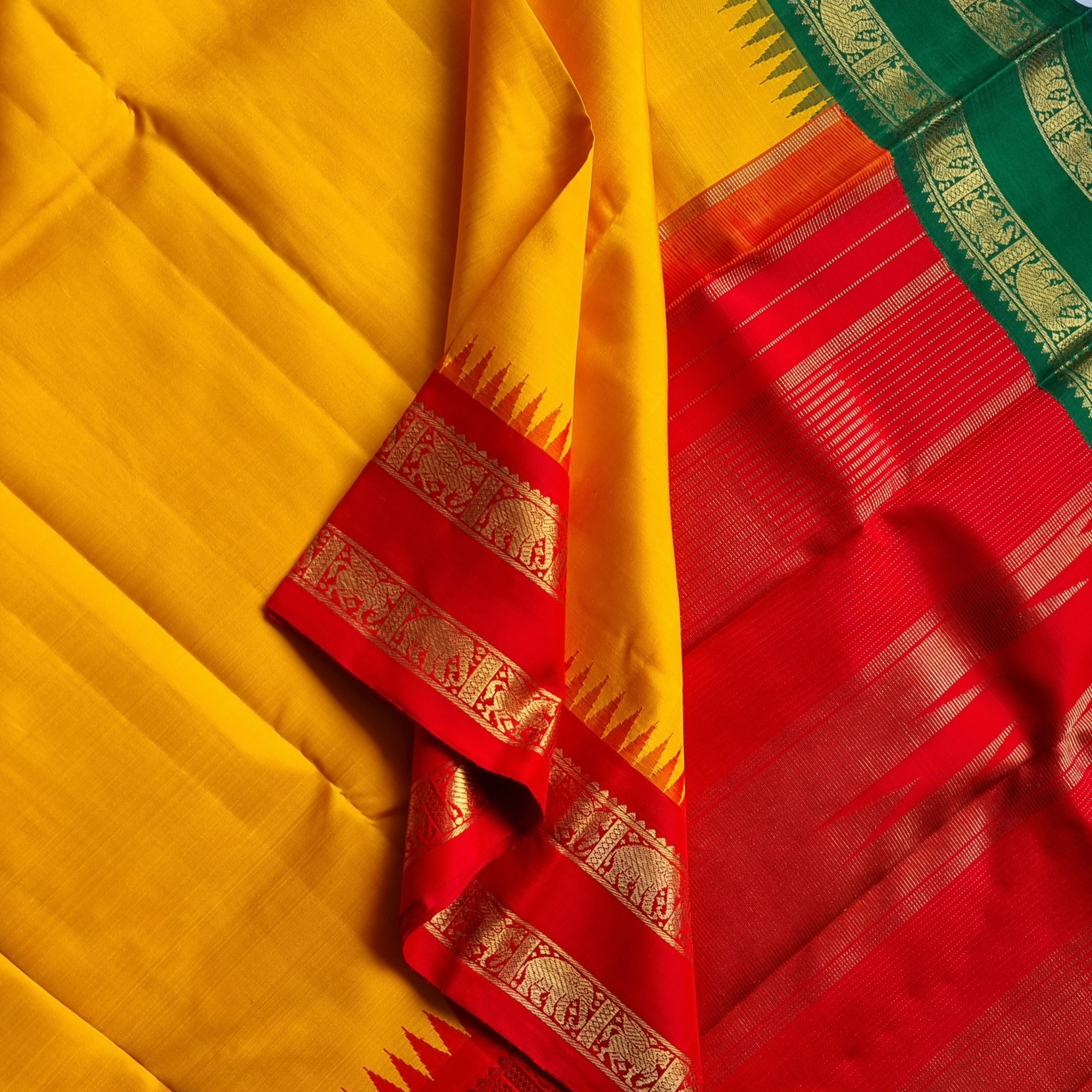 Kanjivaram Silk Yellow Ganga Jamuna Korvai