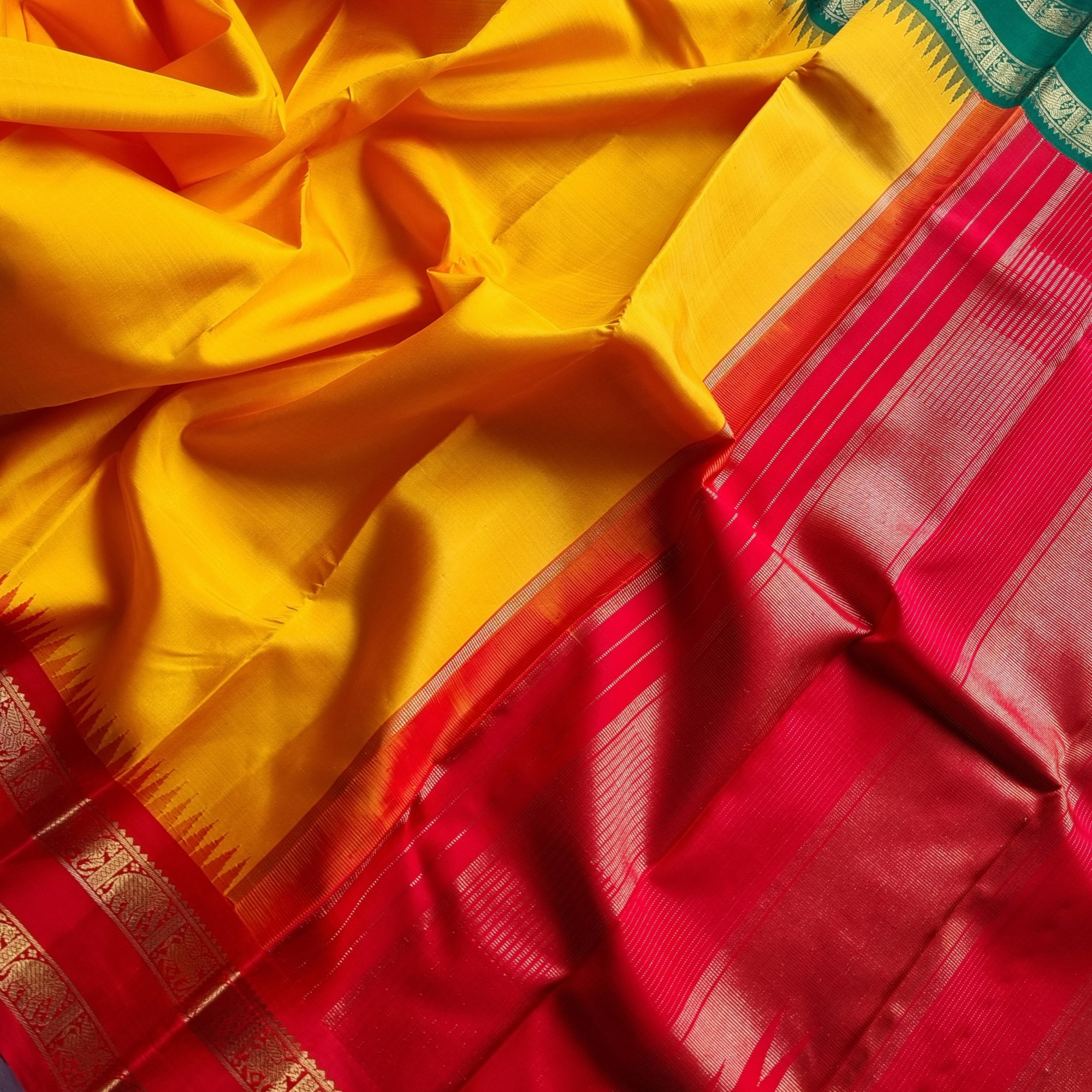 Kanjivaram Silk Yellow Ganga Jamuna Korvai