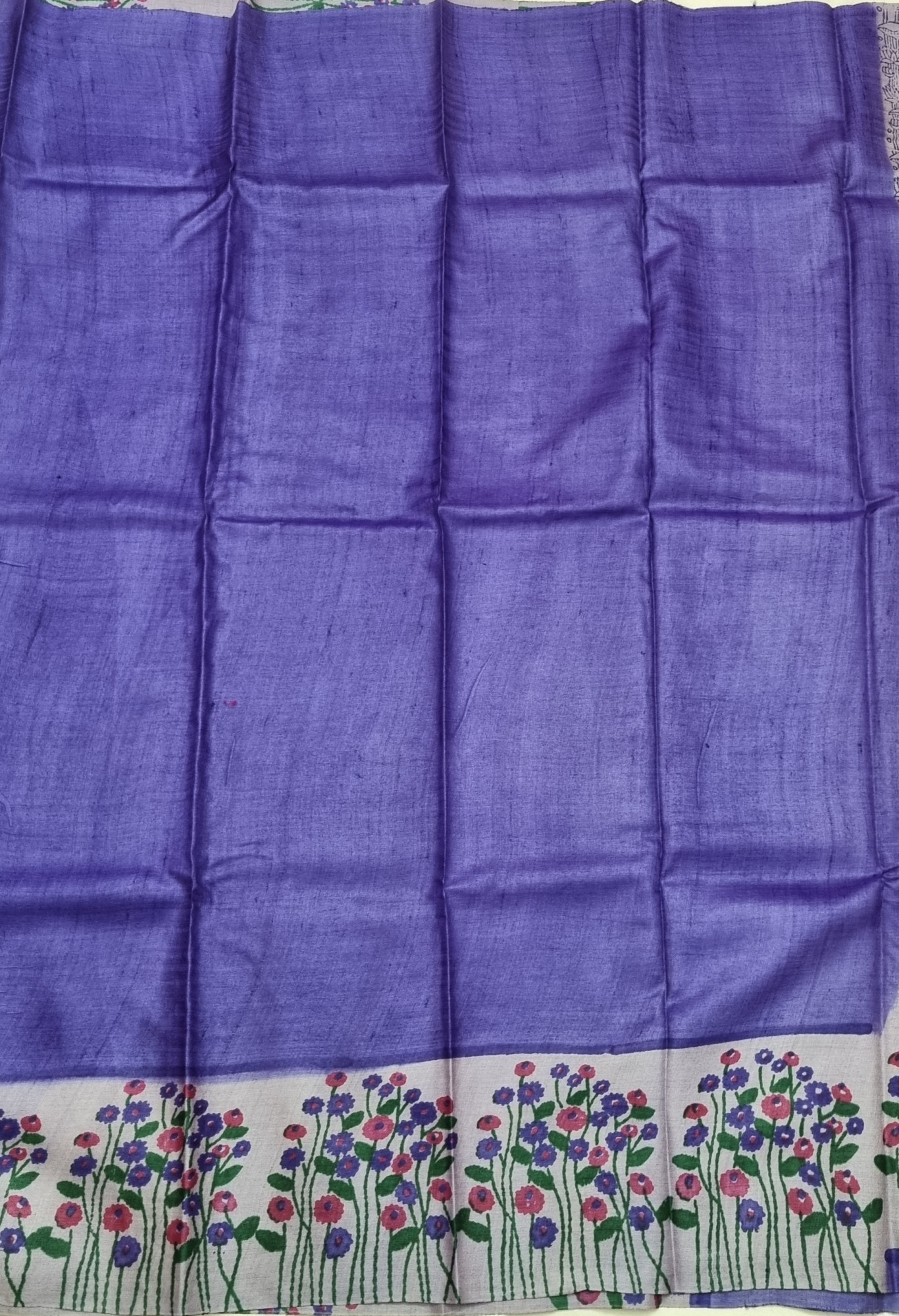 Tussar block print lovely light purple