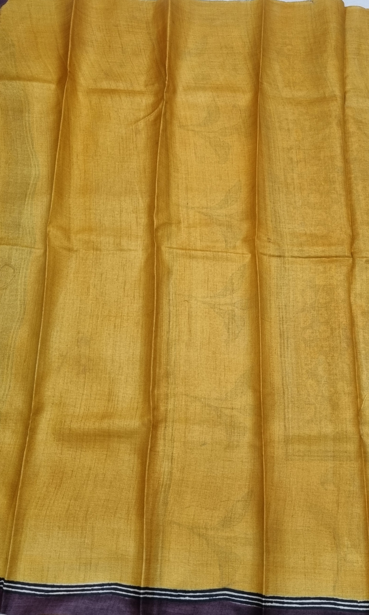 Tussar block print brown