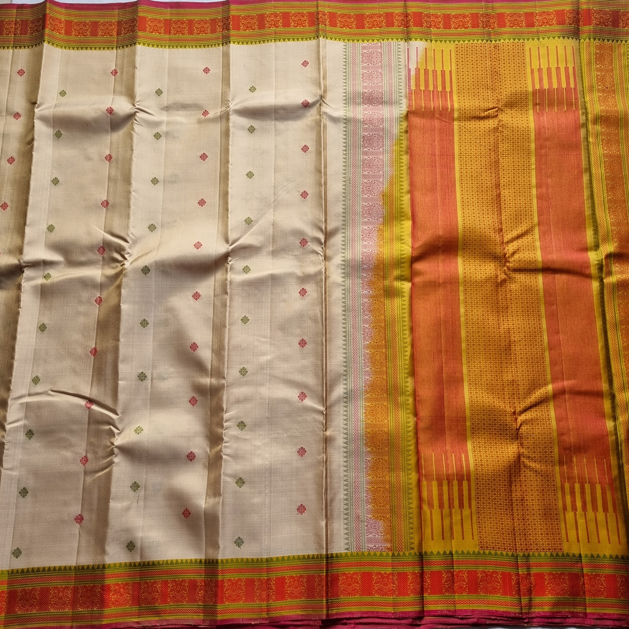 Kanjivaram Silk beige threadwork