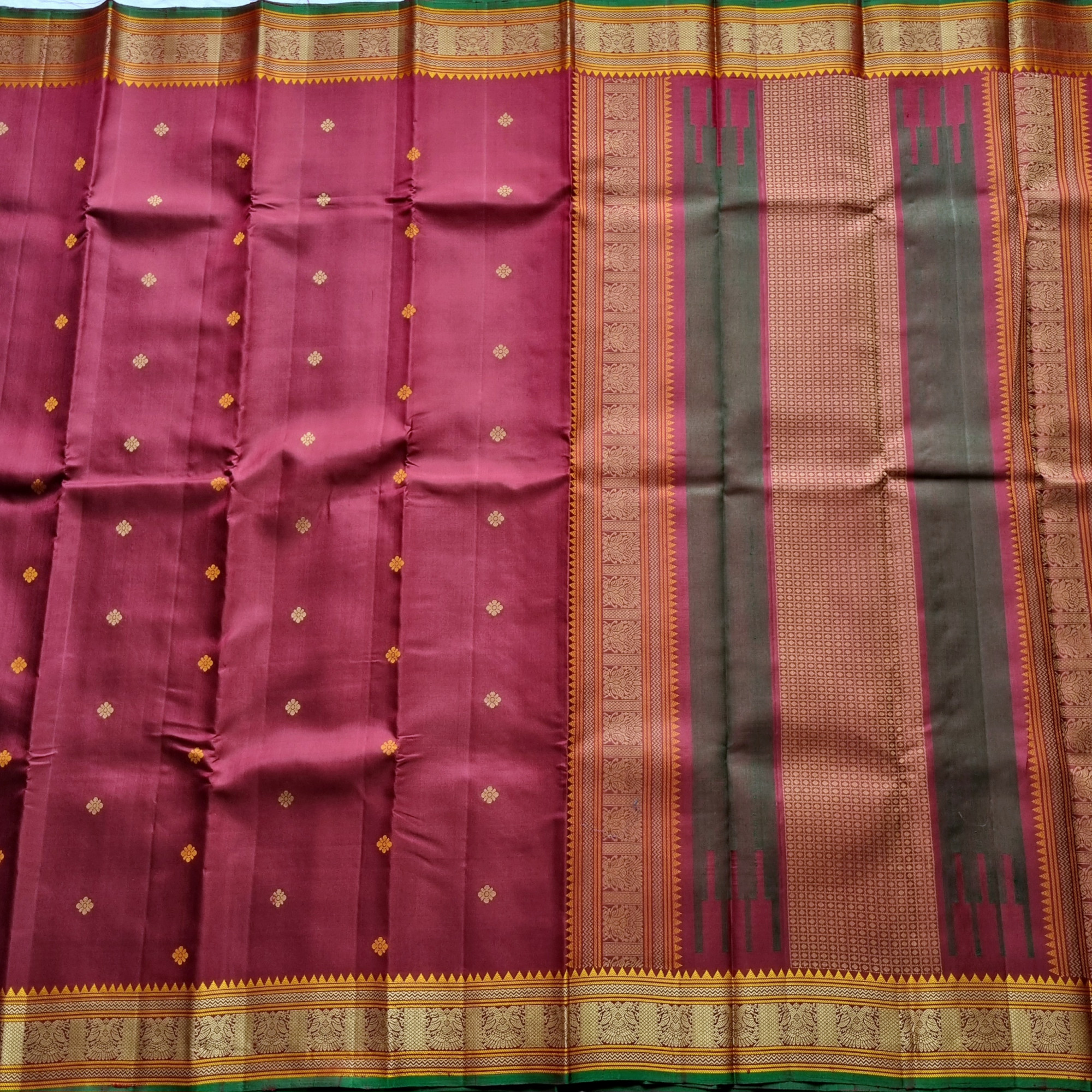 Kanjivaram Silk maroon threadwork