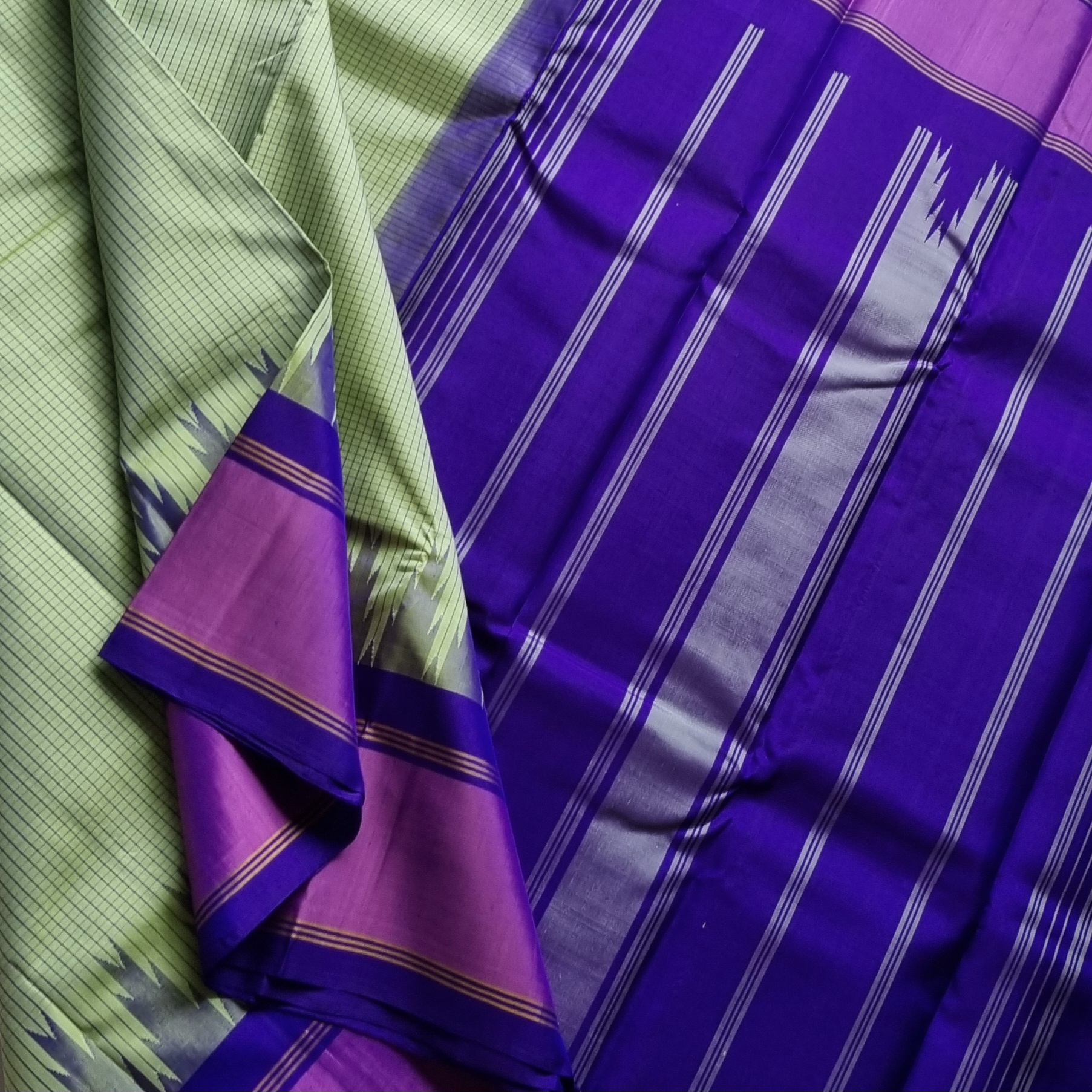 Kanjivaram Silk Korvai checks