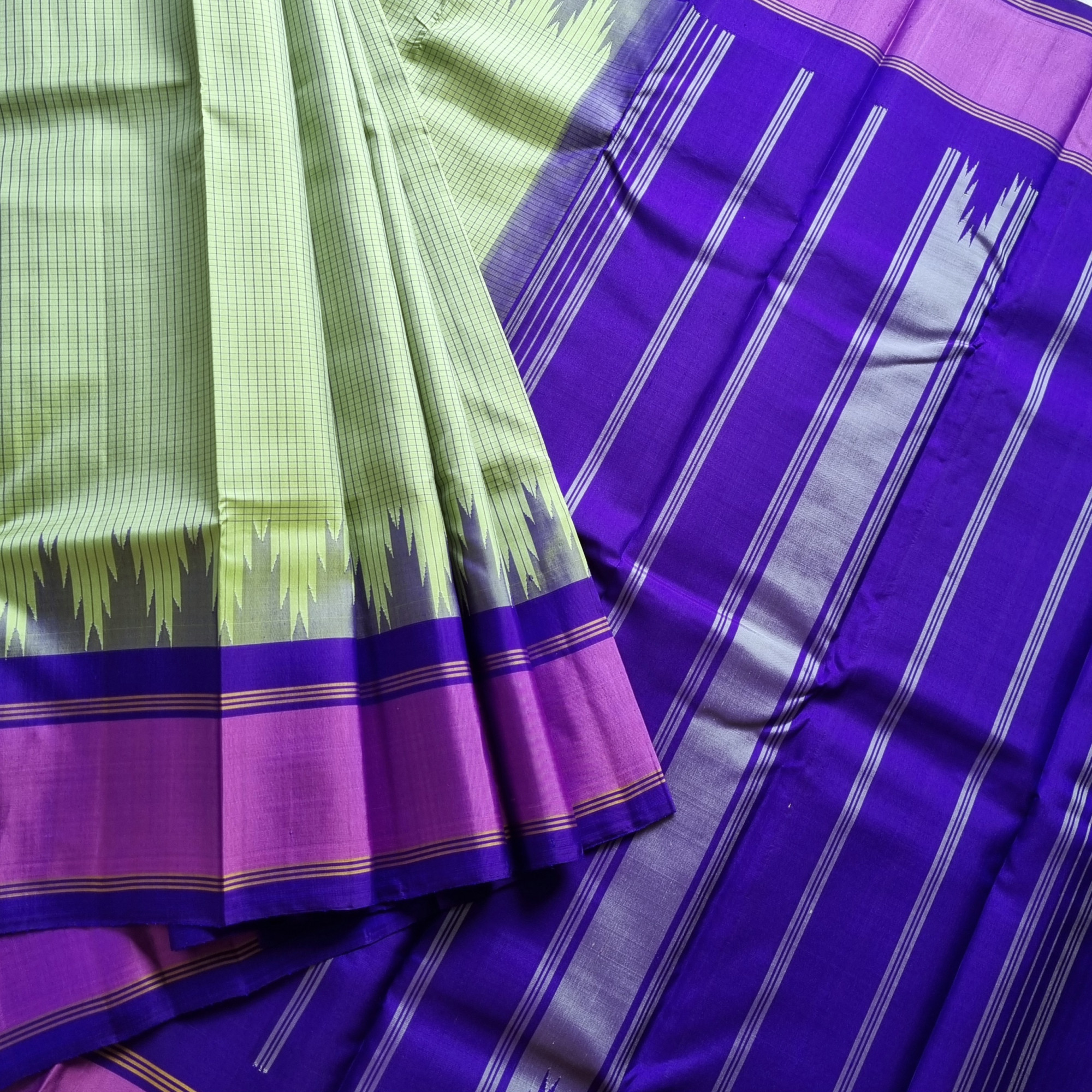 Kanjivaram Silk Korvai checks
