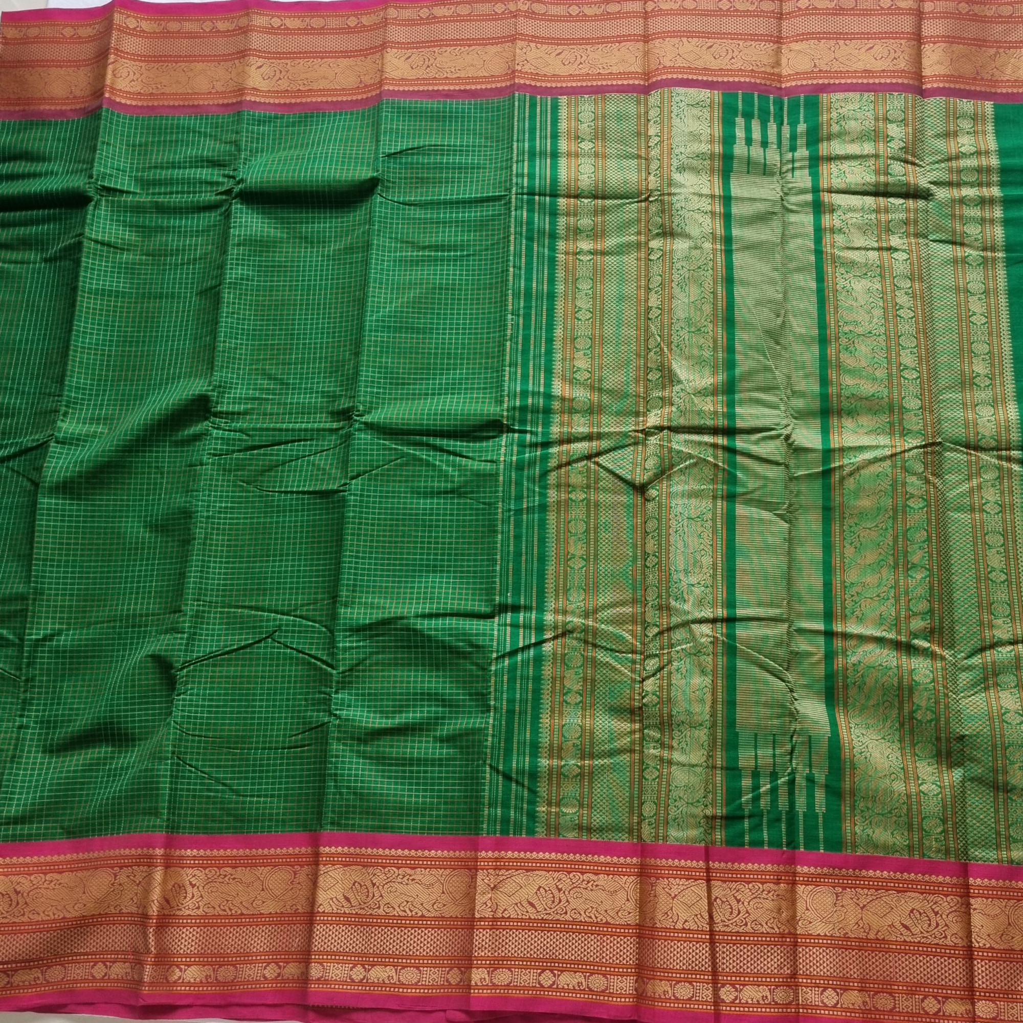 Kanchi cotton green checked