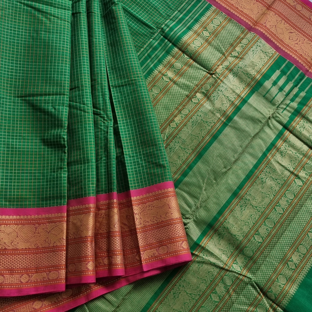 Image of Kanchi cotton green checked