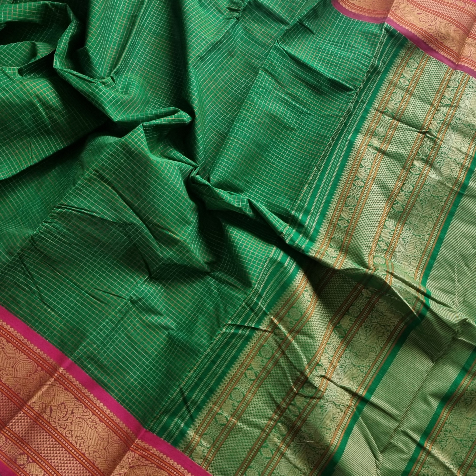 Kanchi cotton green checked