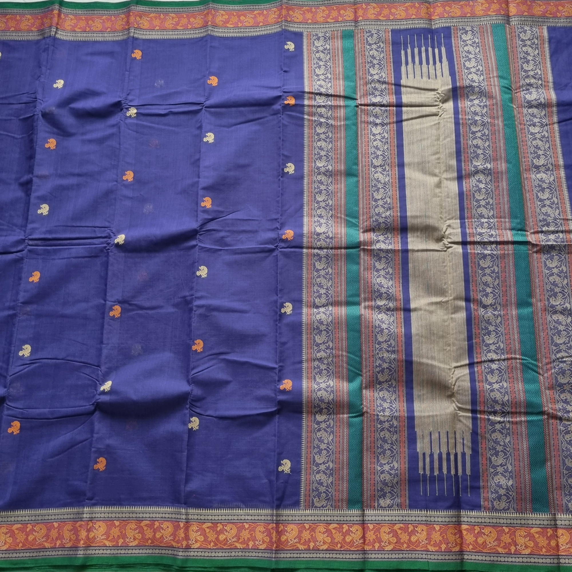 Kanchi cotton ink blue Meenakari