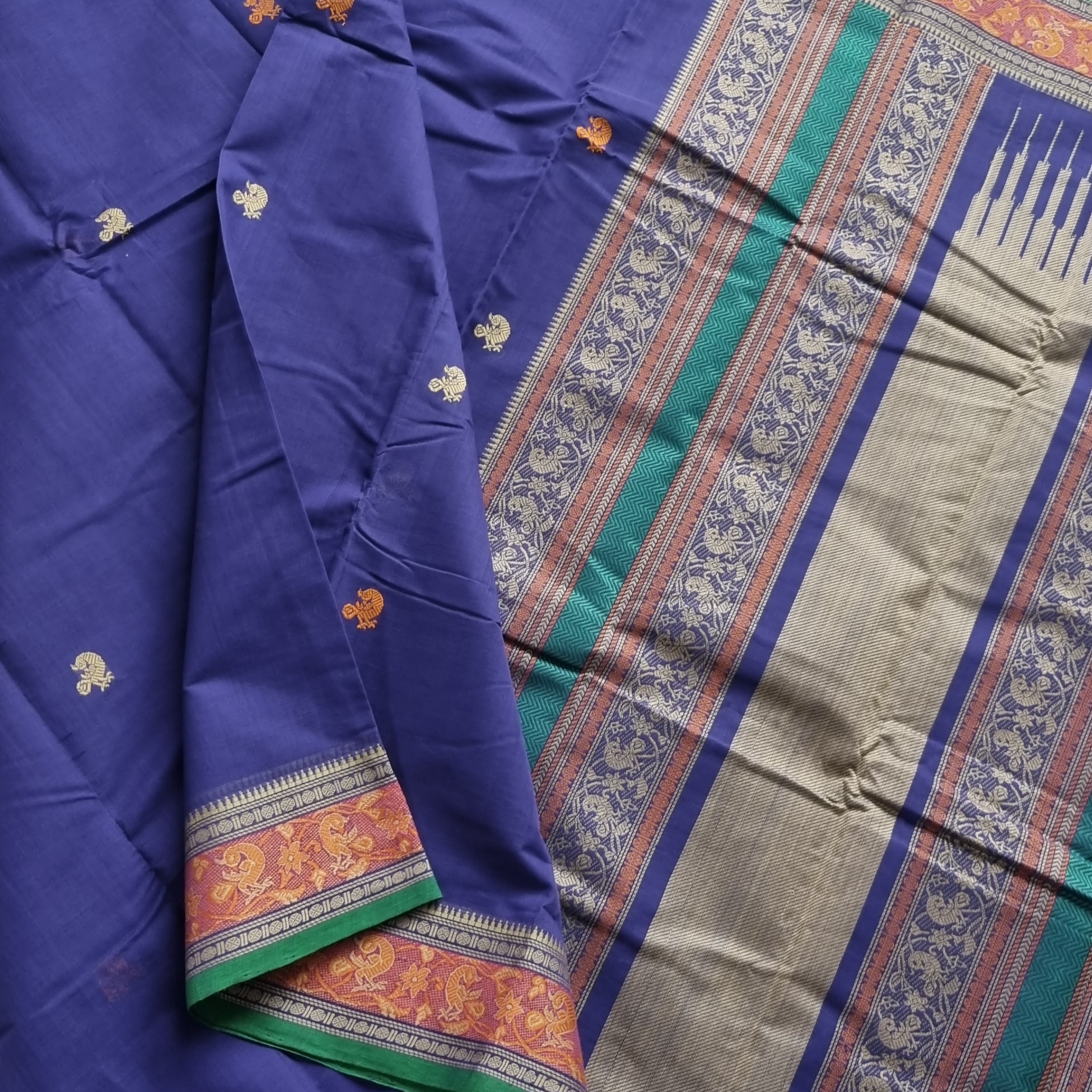 Kanchi cotton ink blue Meenakari