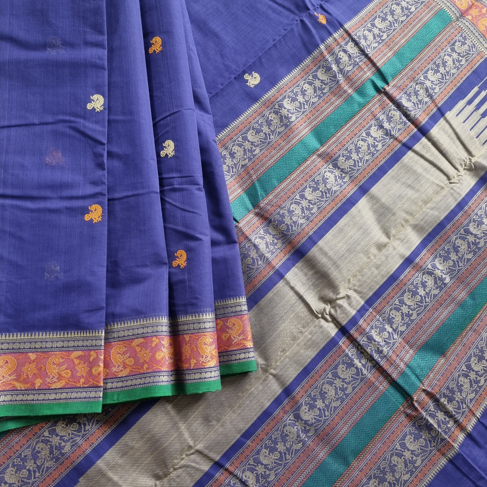Image of Kanchi cotton ink blue Meenakari