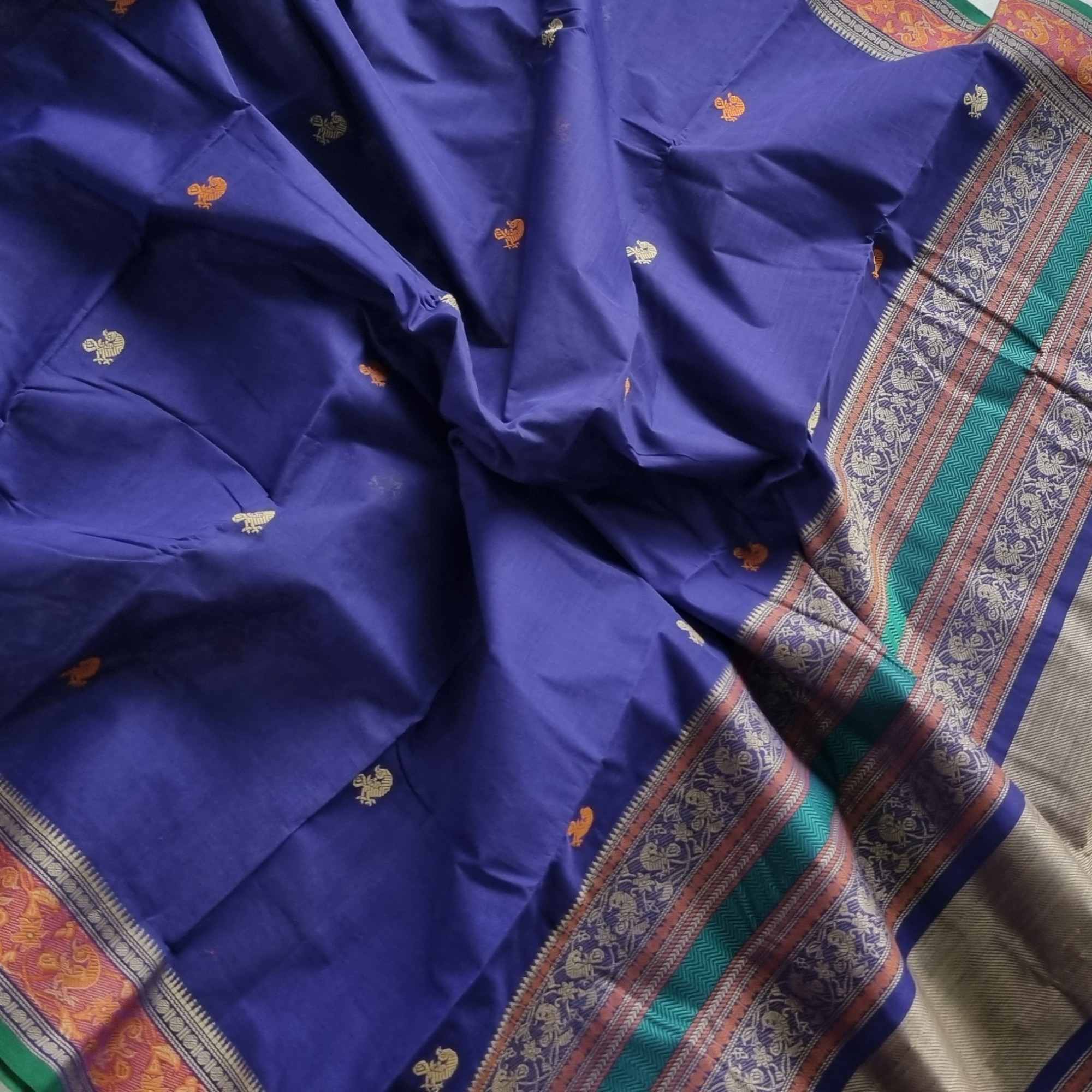 Kanchi cotton ink blue Meenakari
