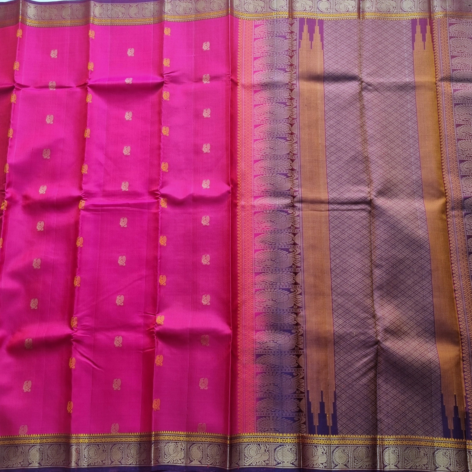 Kanjivaram Silk pretty pink threadwork