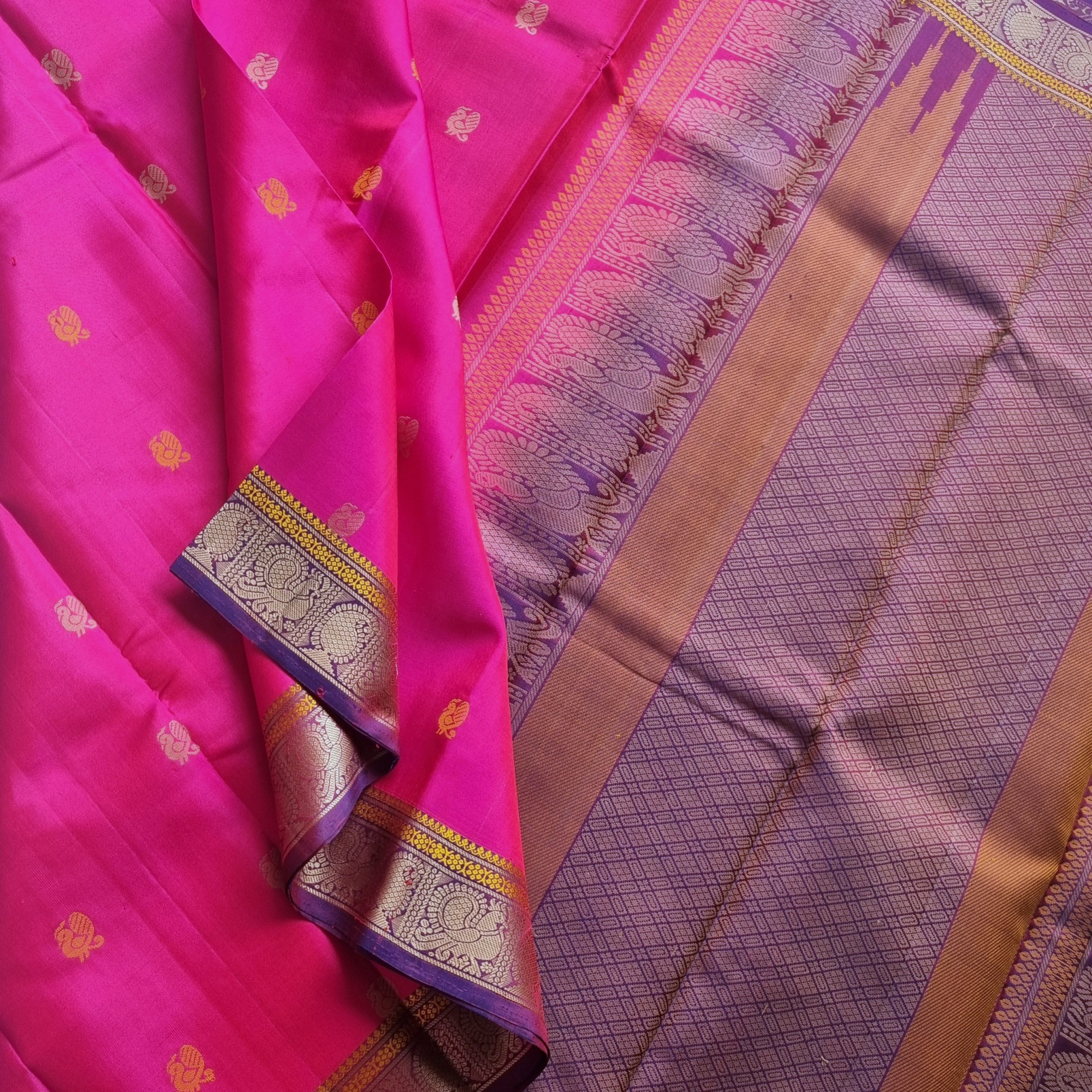 Kanjivaram Silk pretty pink threadwork