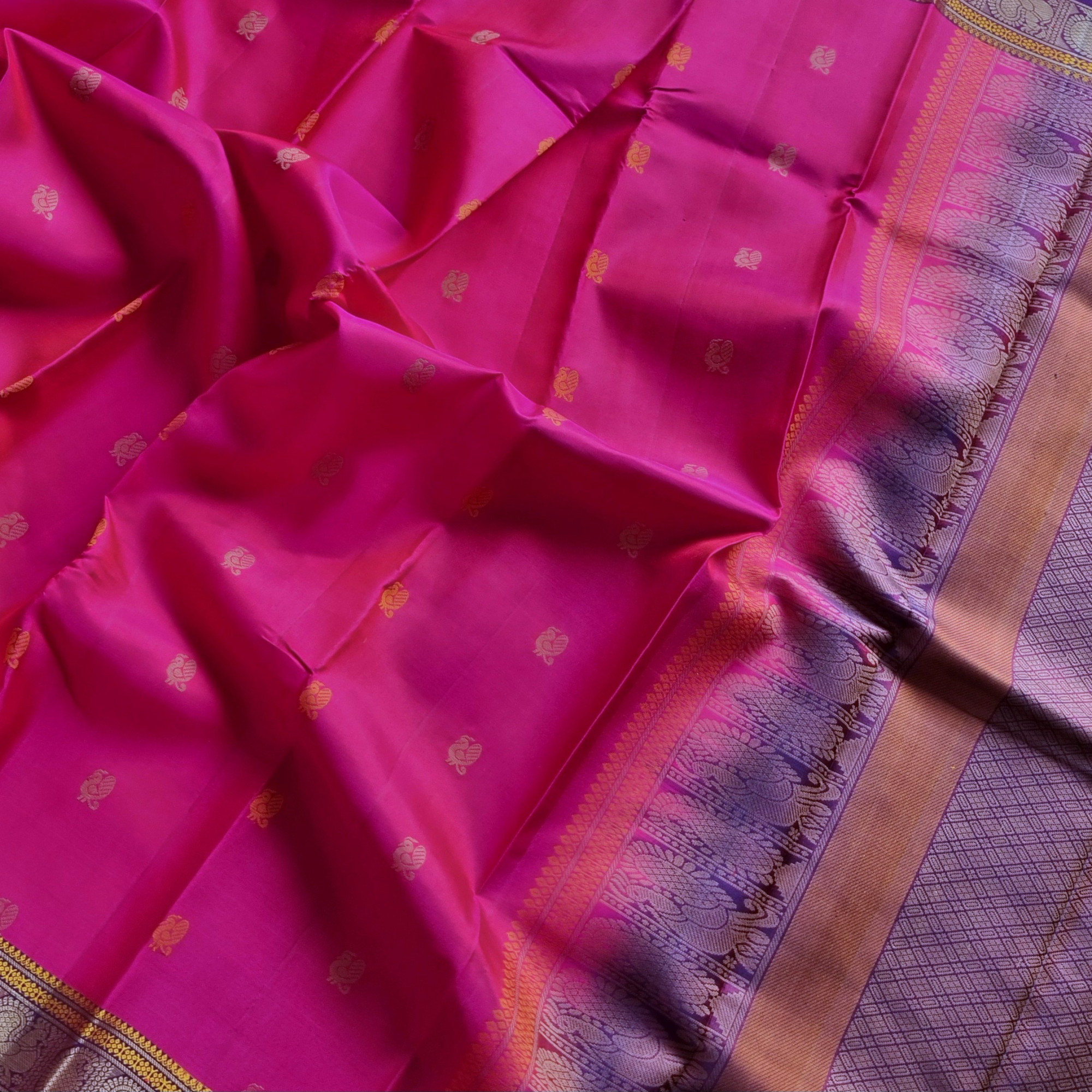 Kanjivaram Silk pretty pink threadwork