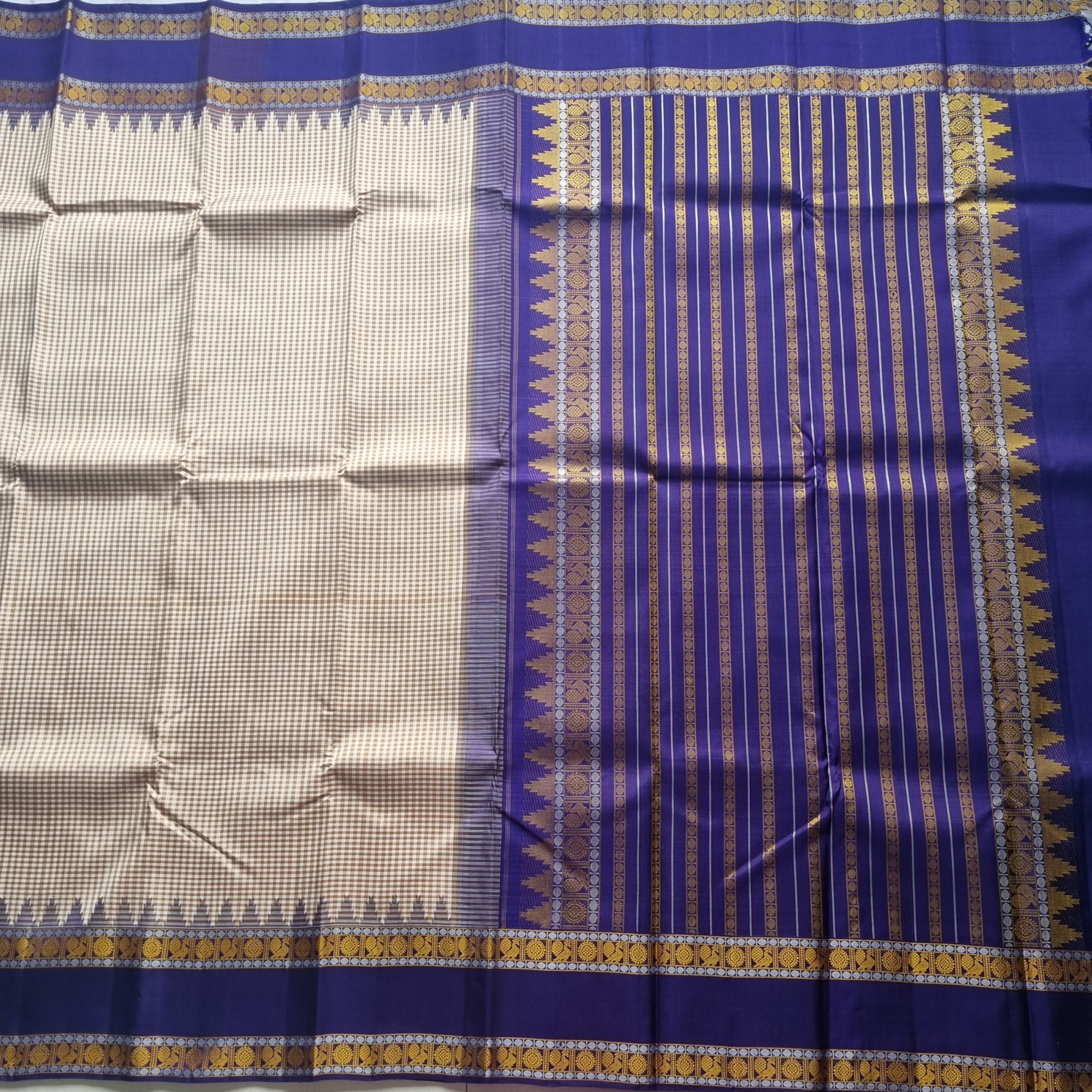 Kanjivaram Silk Korvai threadwork - Master weaver series