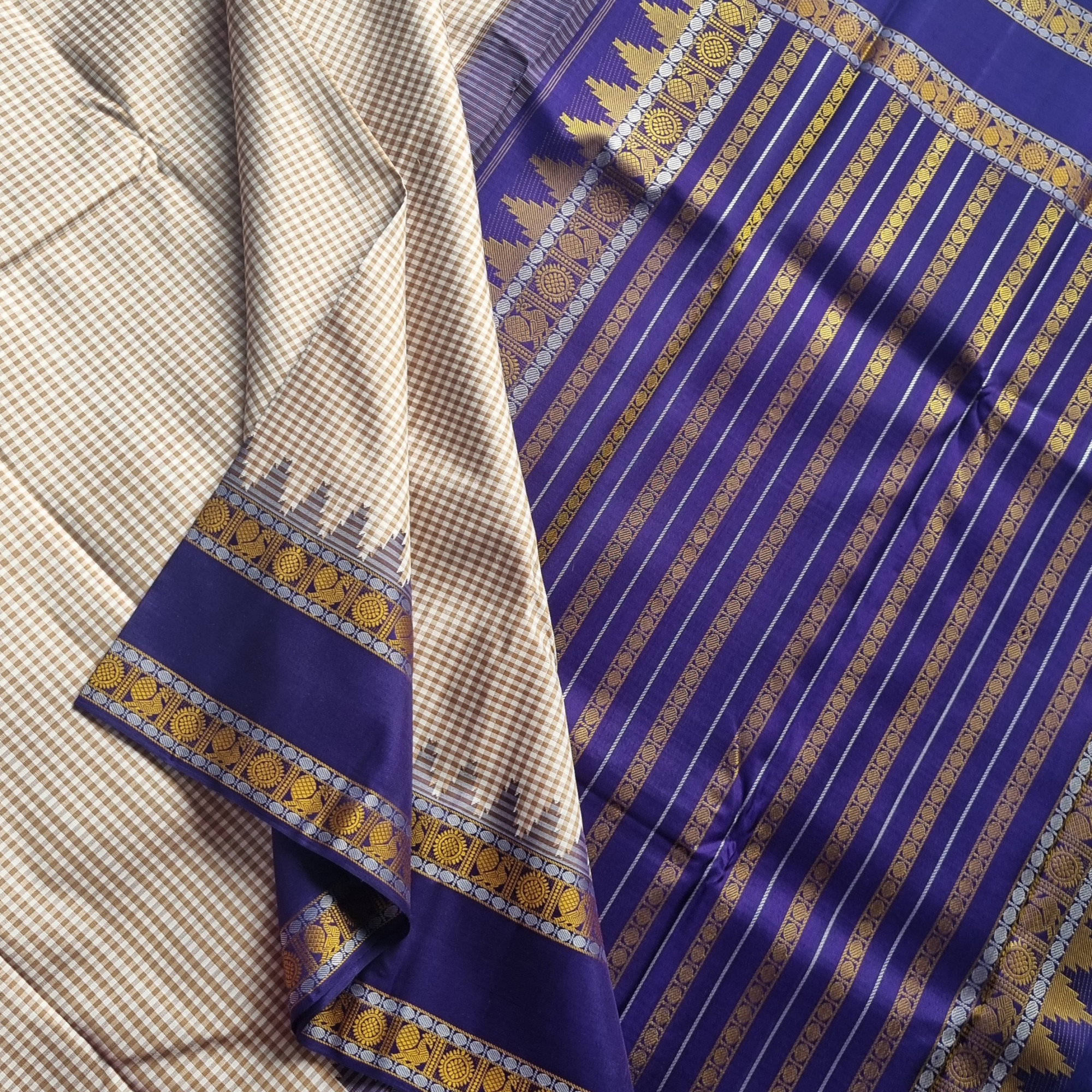 Kanjivaram Silk Korvai threadwork - Master weaver series