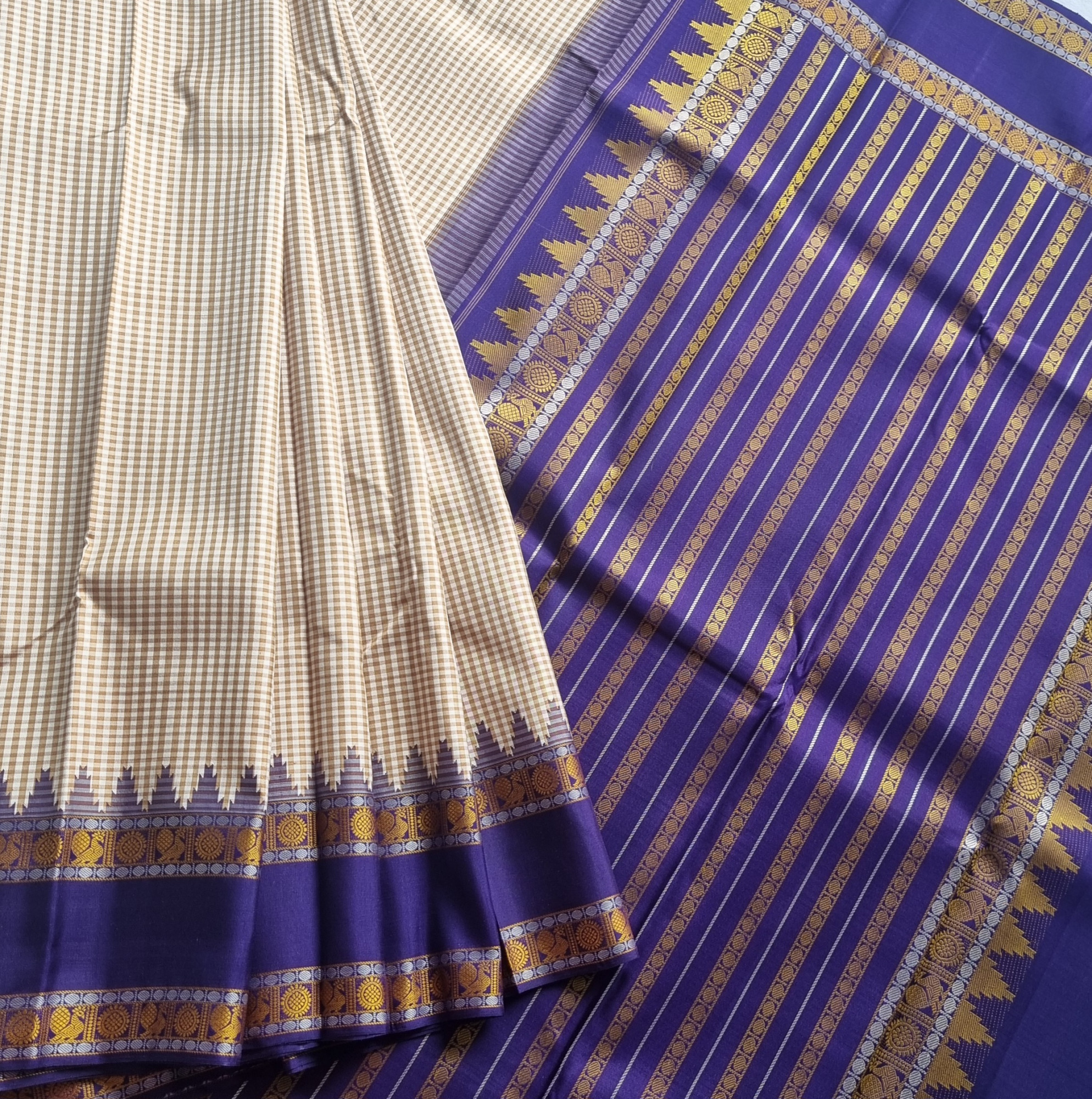 Kanjivaram Silk Korvai threadwork - Master weaver series