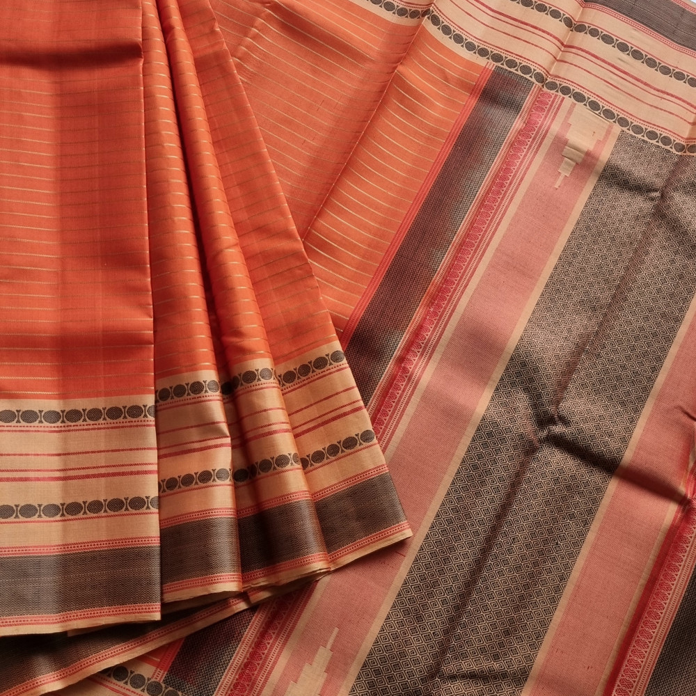 Image of Kanjivaram Silk threadwork with vintage vibes