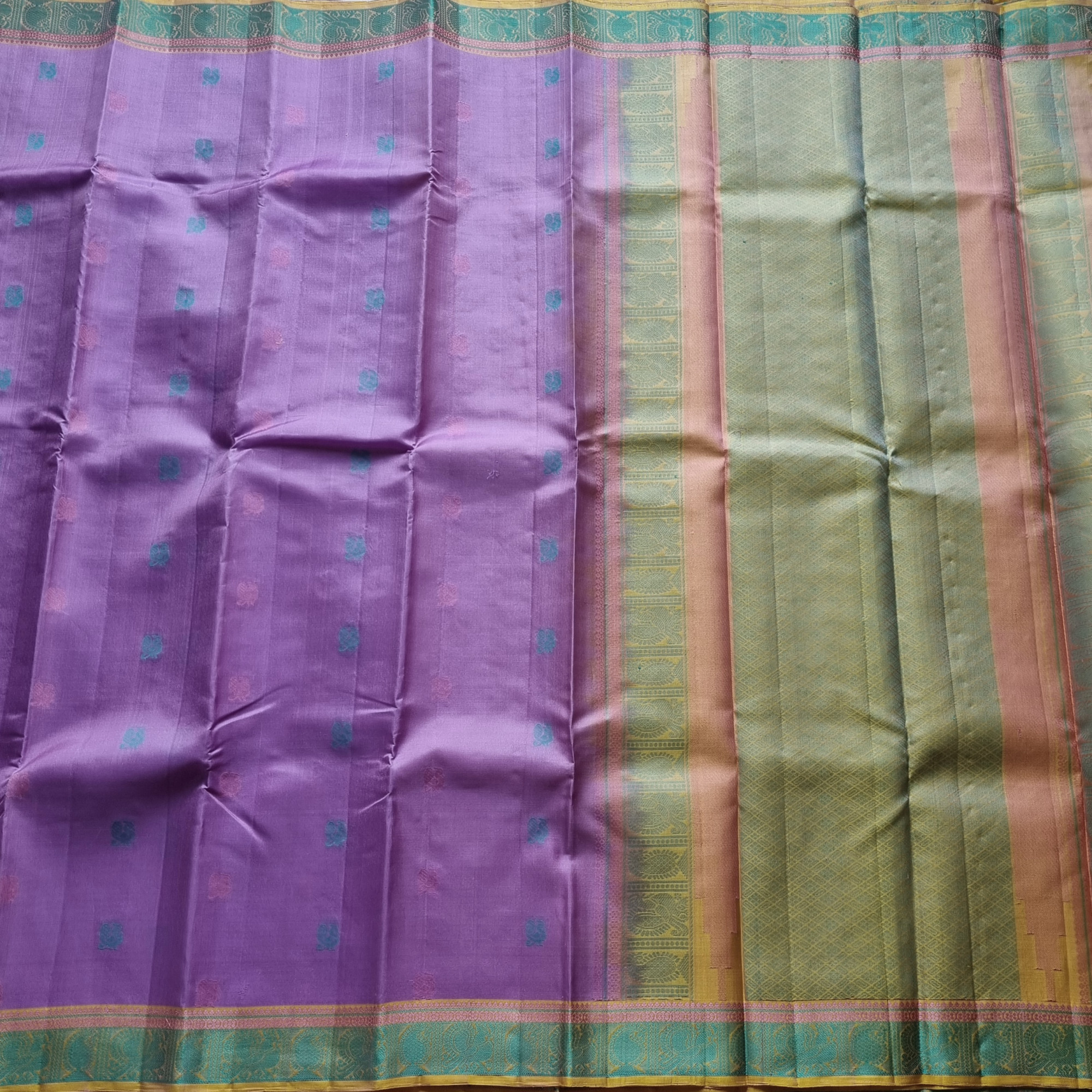 Kanjivaram Silk purple threadwork