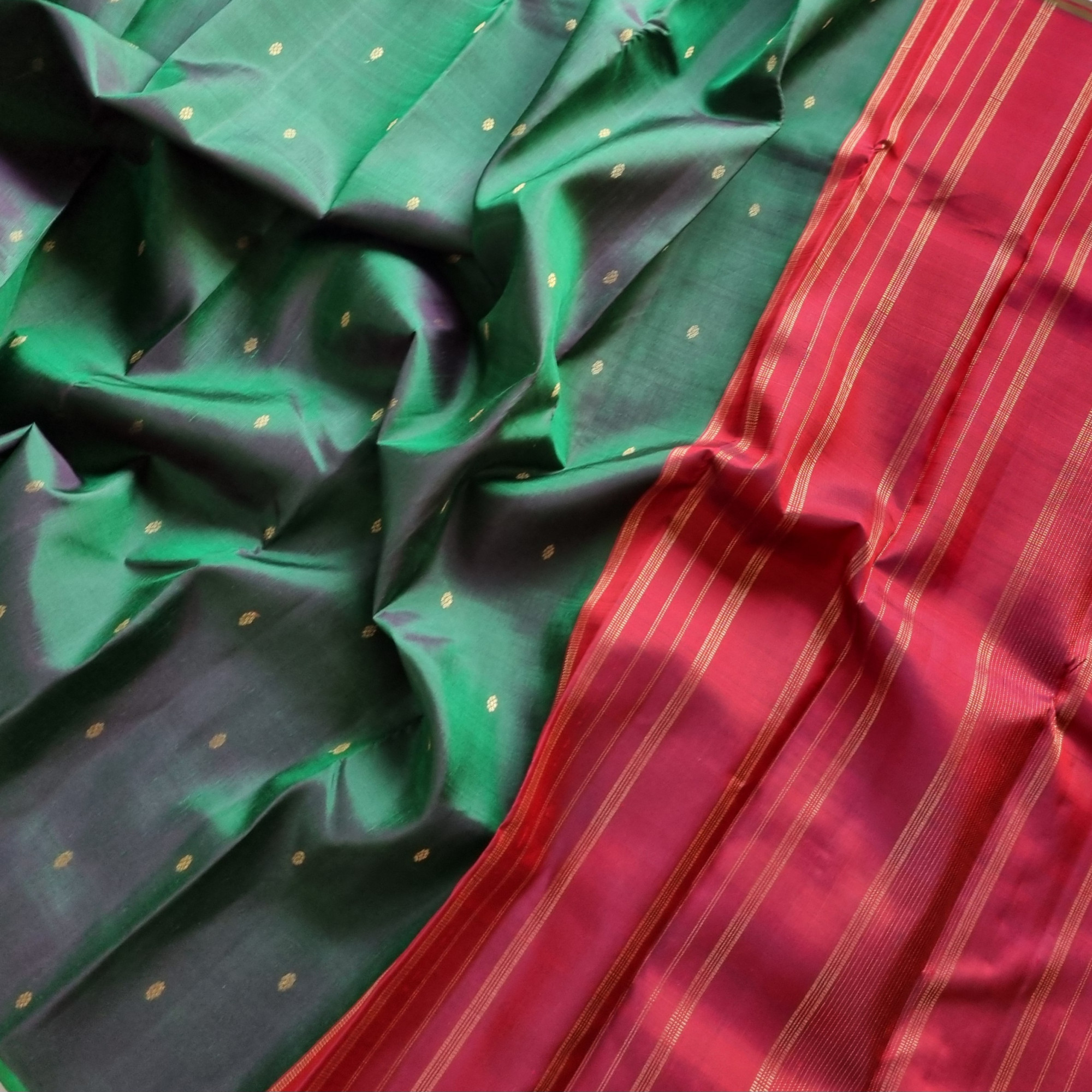 Kanjivaram Silk  green arakku