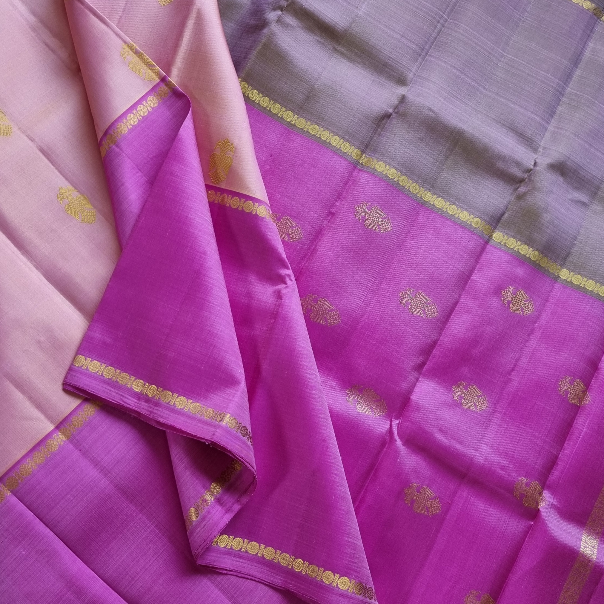 Kanjivaram Silk Mubbagam in a rare combo