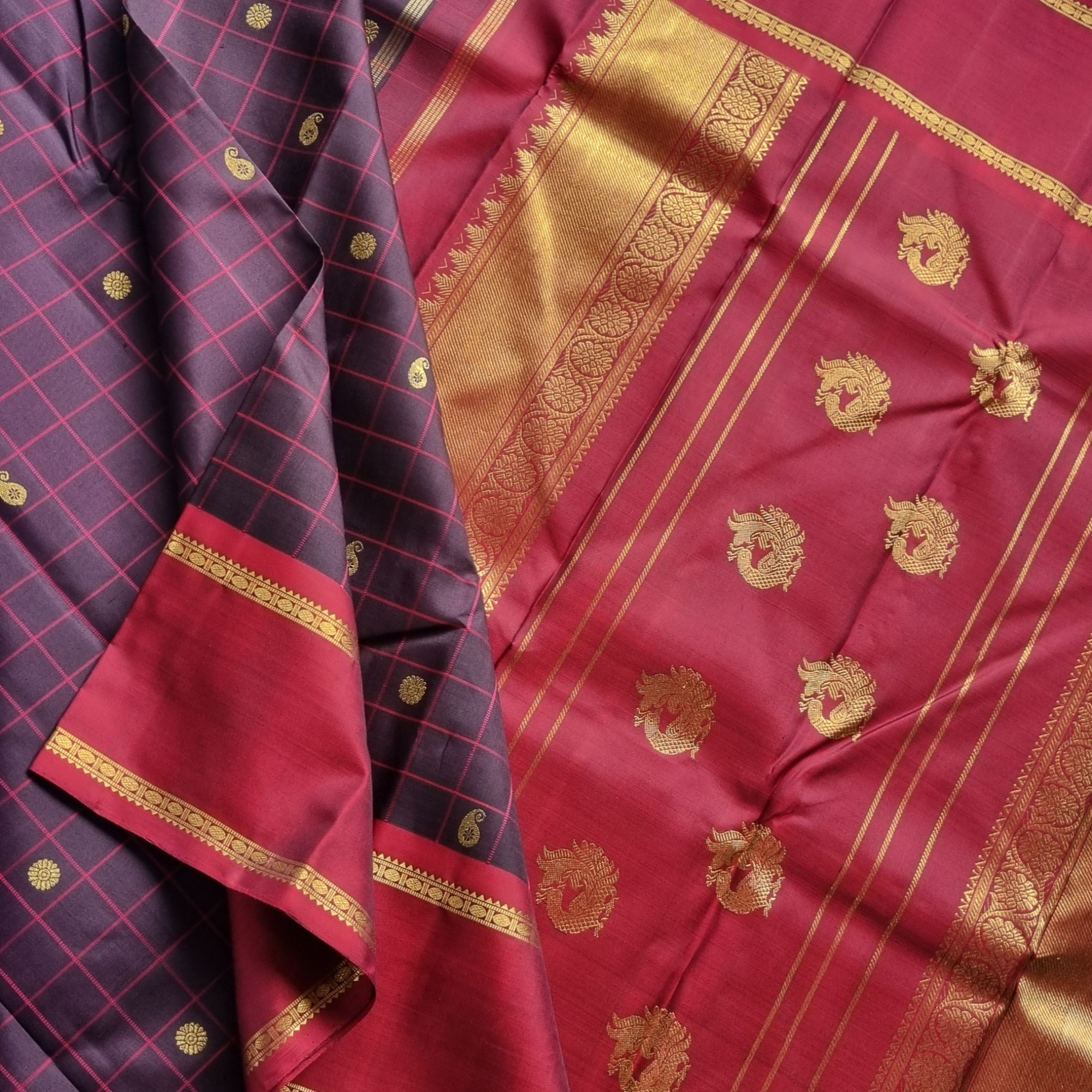 Kanjivaram Silk in beautiful vintage combo
