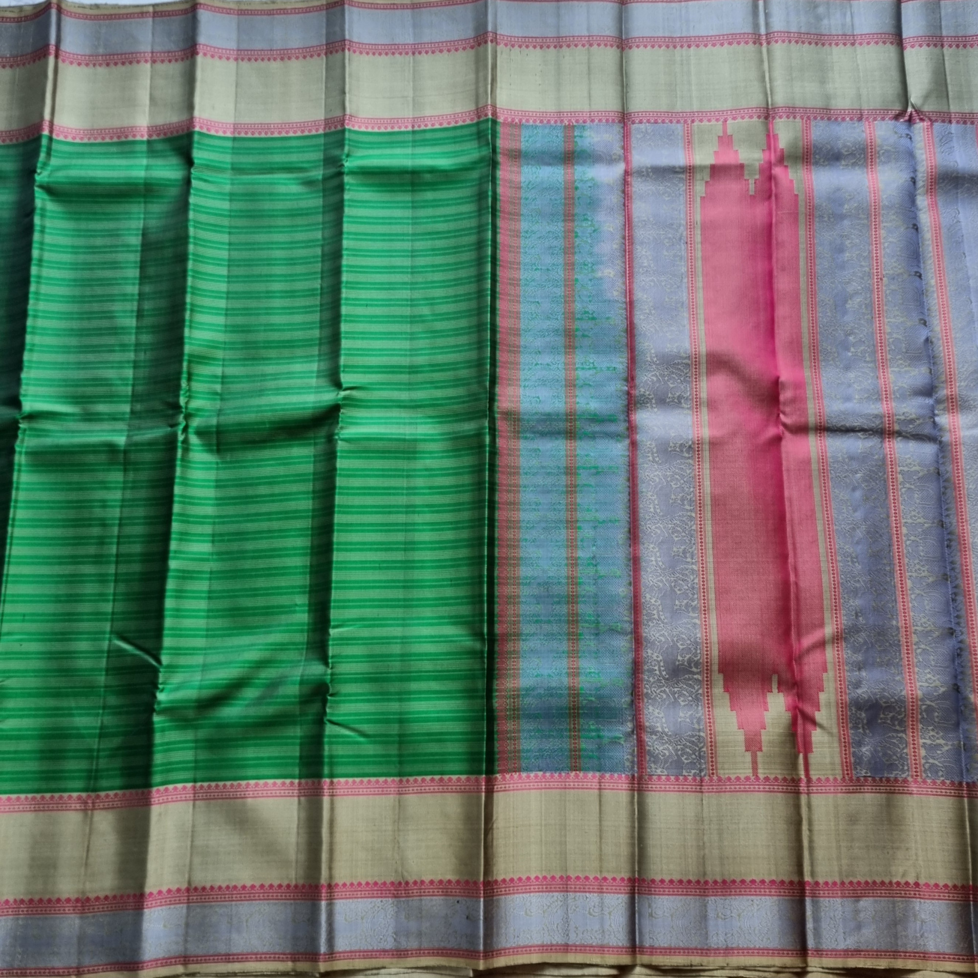 Kanjivaram Silk green threadwork