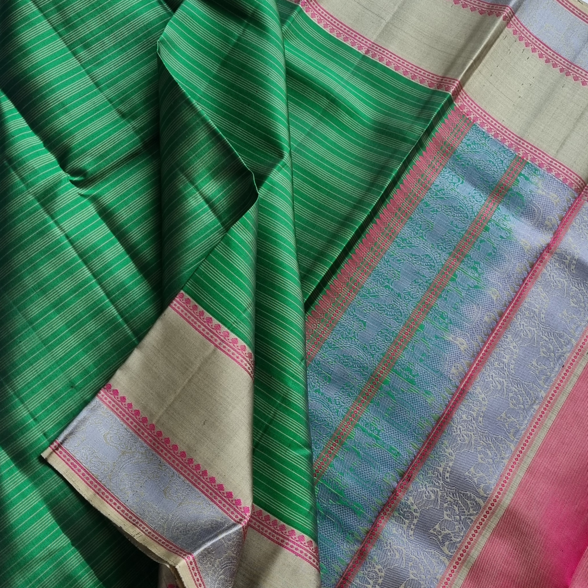 Kanjivaram Silk green threadwork
