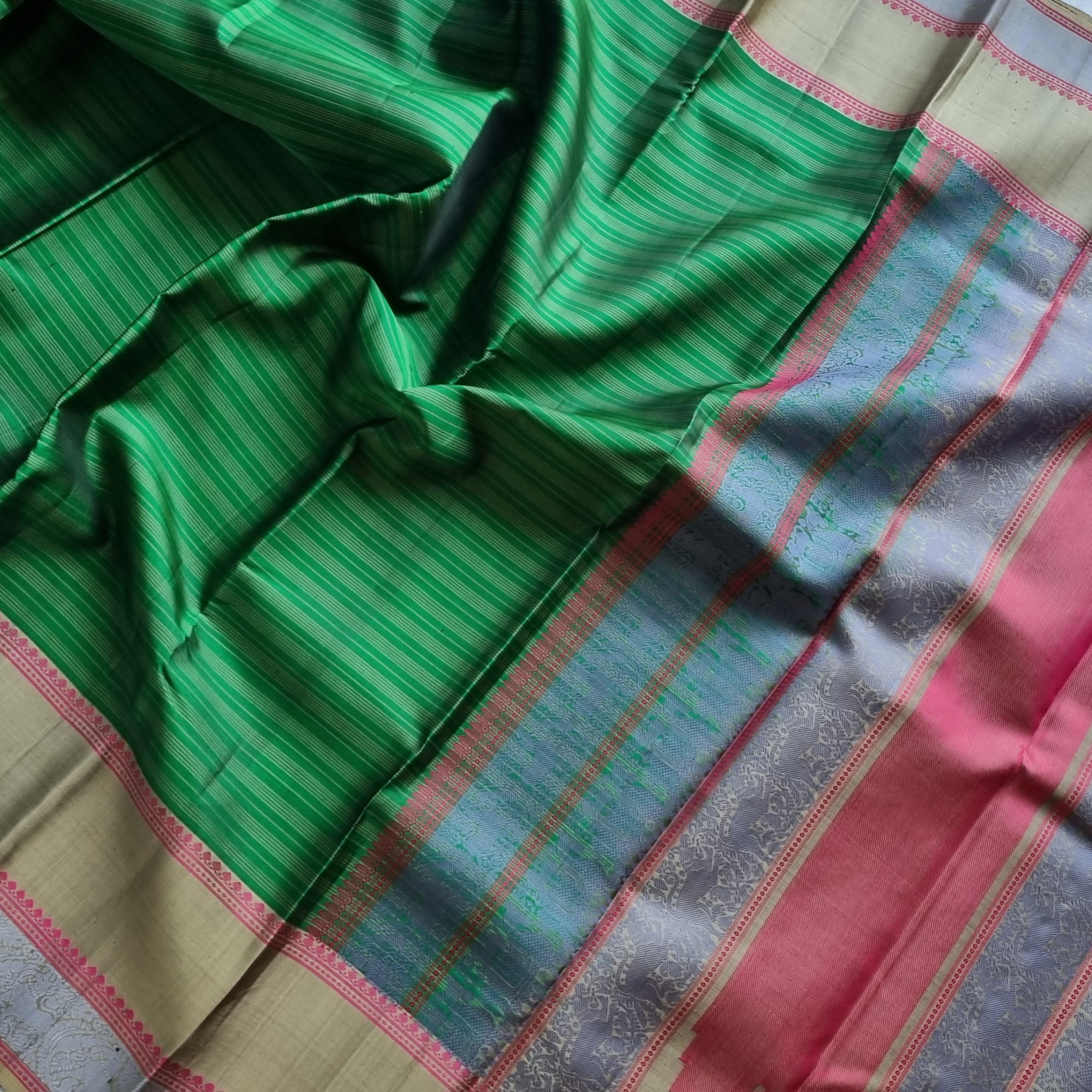 Kanjivaram Silk green threadwork
