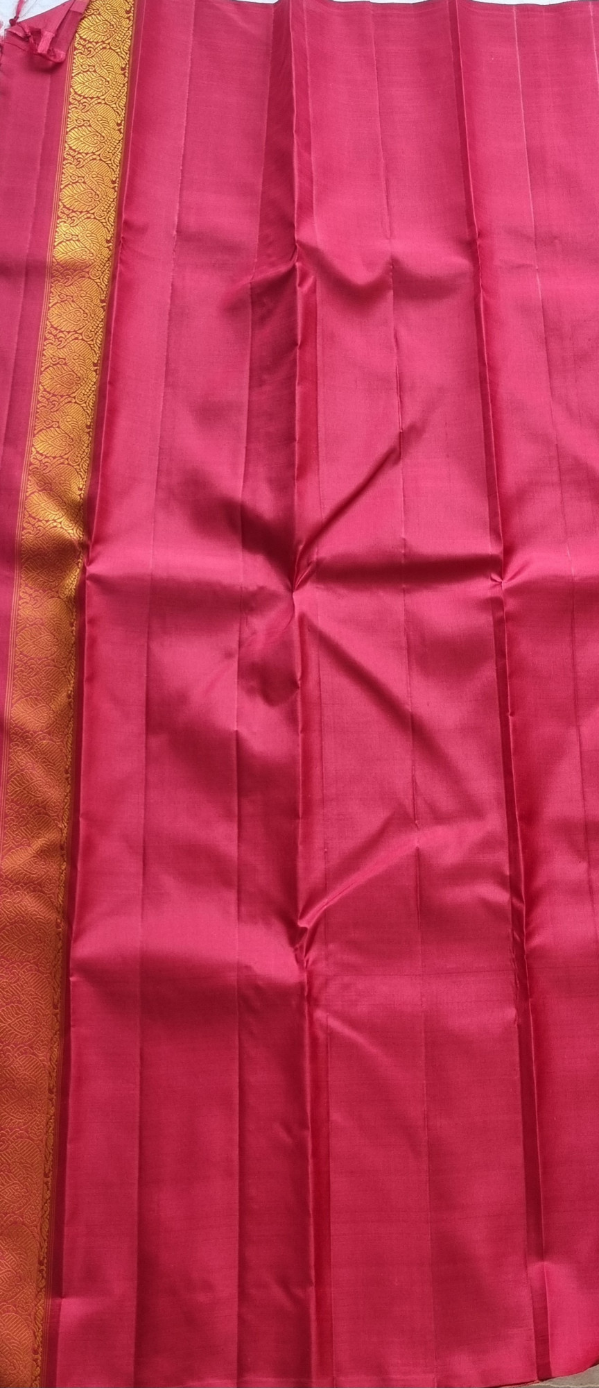 No zari Mubbagam Kanjivaram silk saree