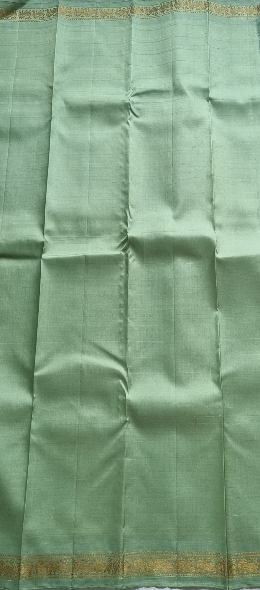 Kanjivaram pastel olive with mint