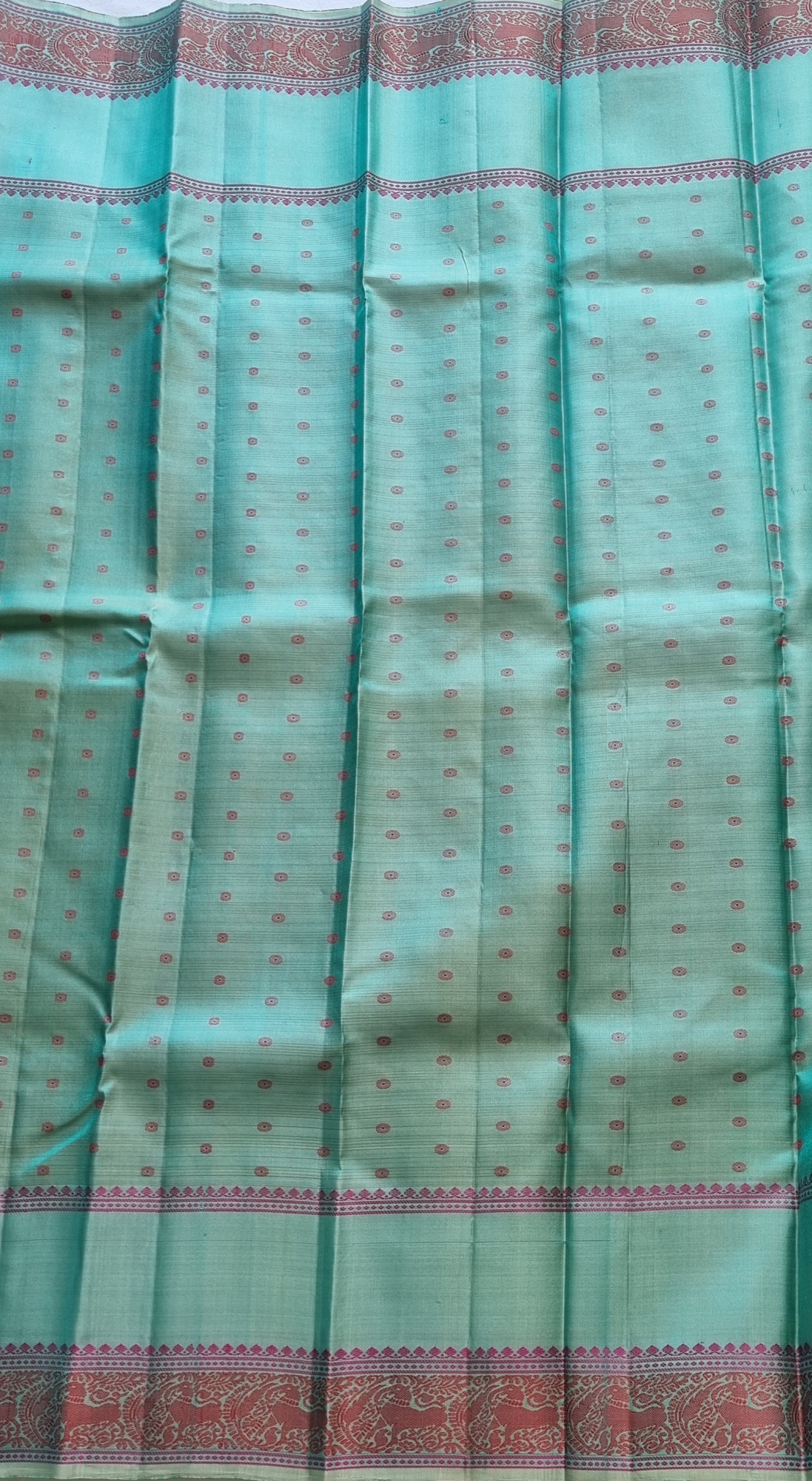 Kanjivaram Silk sea green threadwork