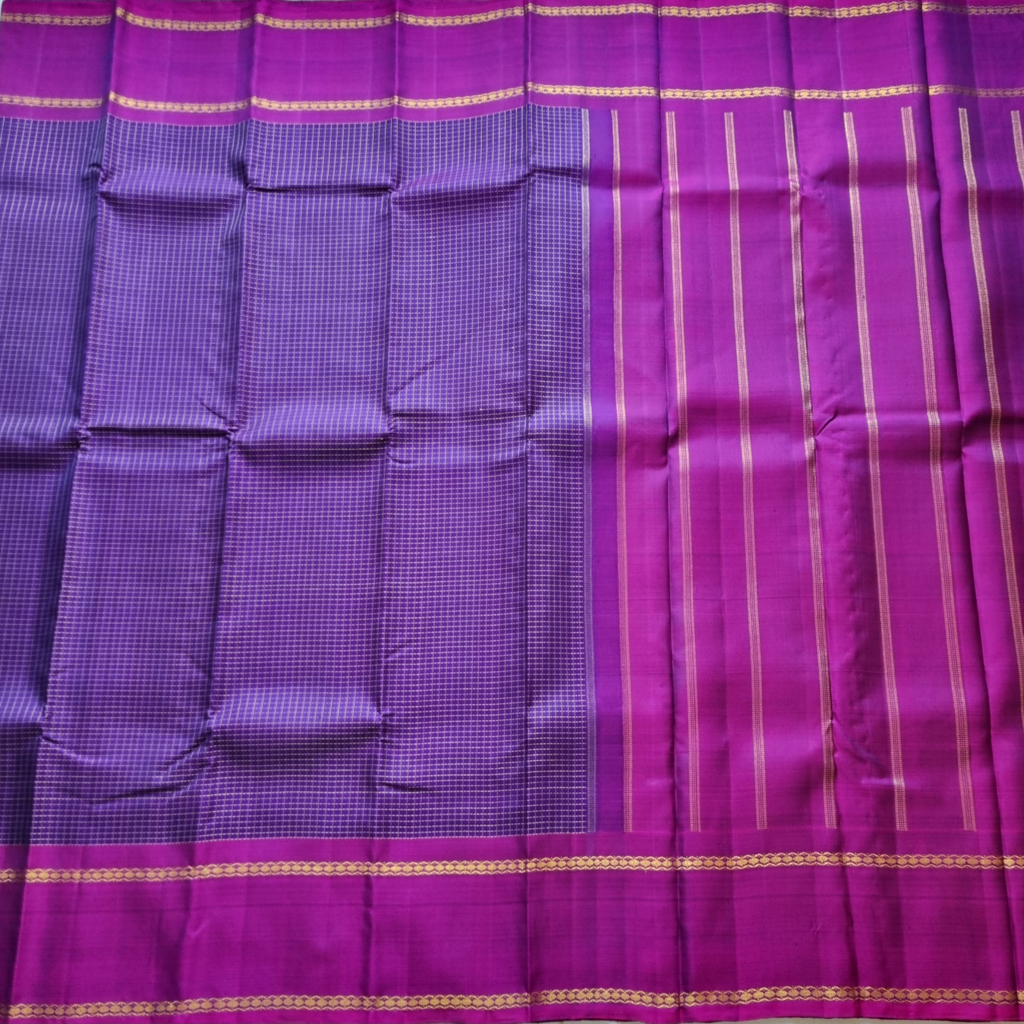 Kanjivaram silk saree purple muthukattam