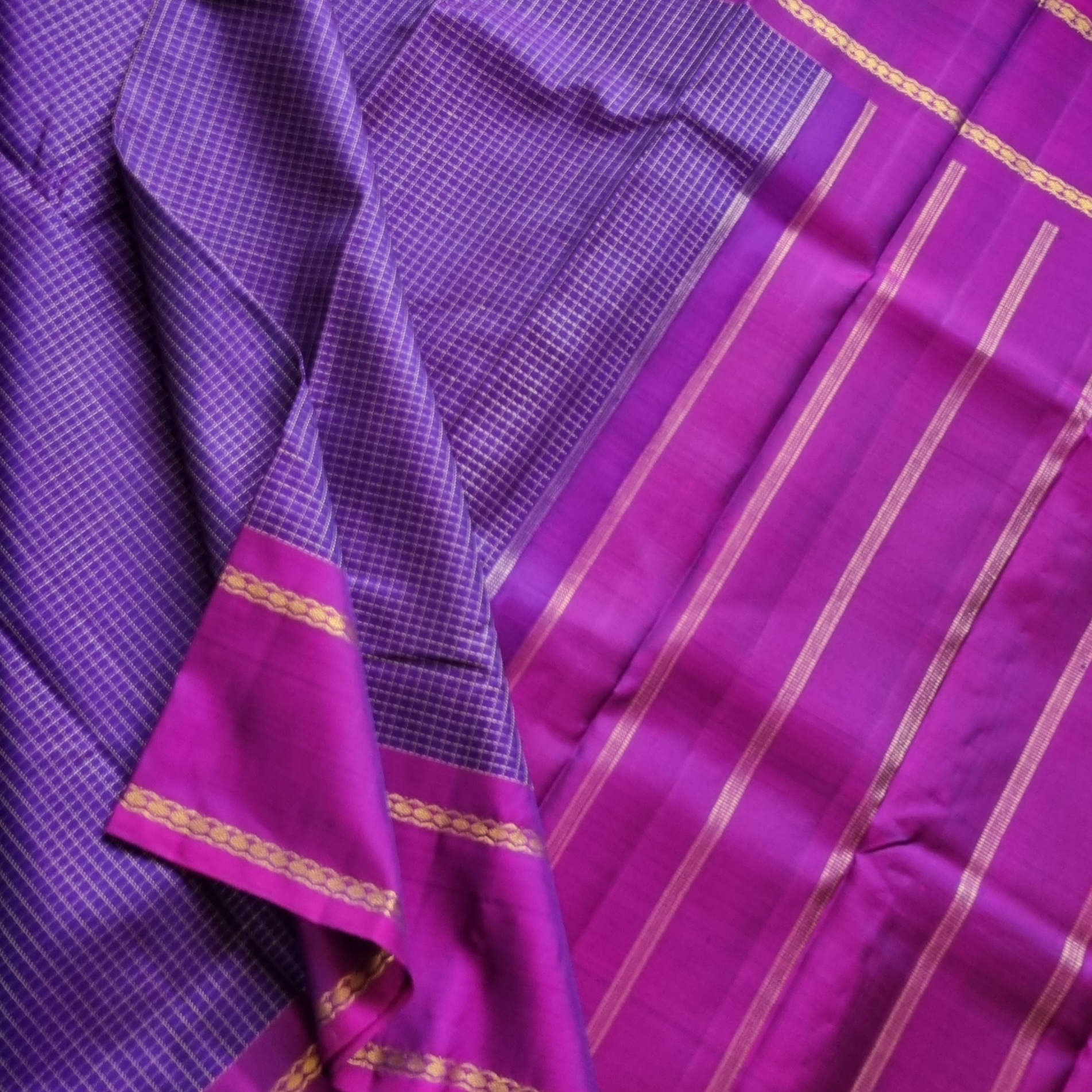 Kanjivaram silk saree purple muthukattam