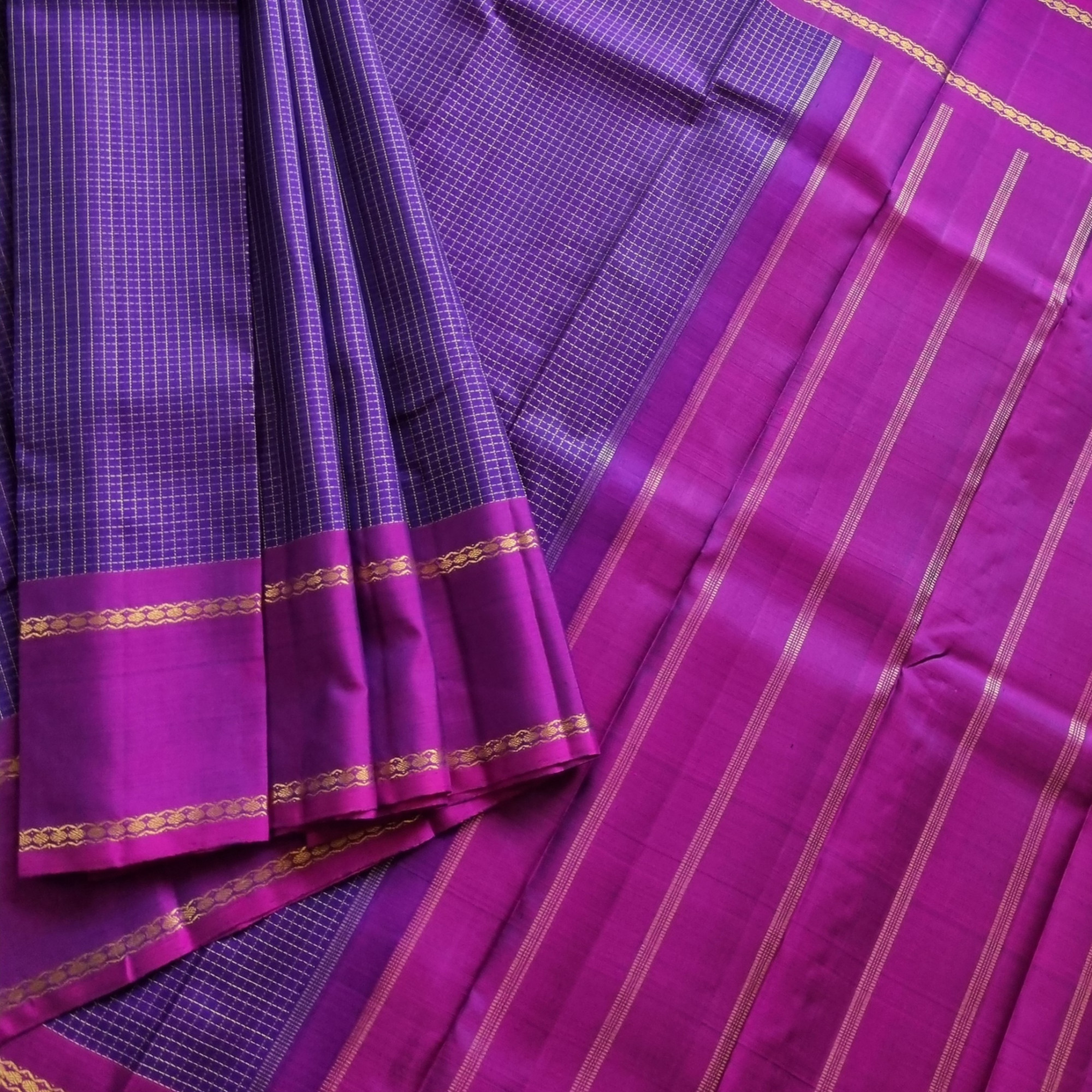 Kanjivaram silk saree purple muthukattam