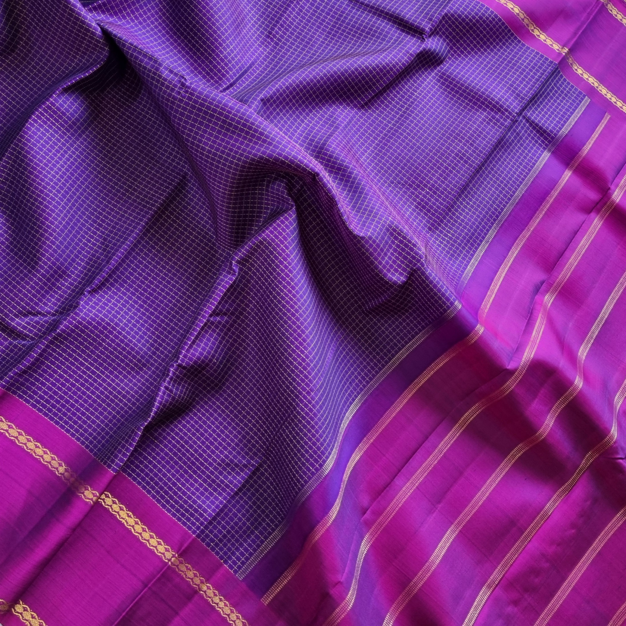 Kanjivaram silk saree purple muthukattam