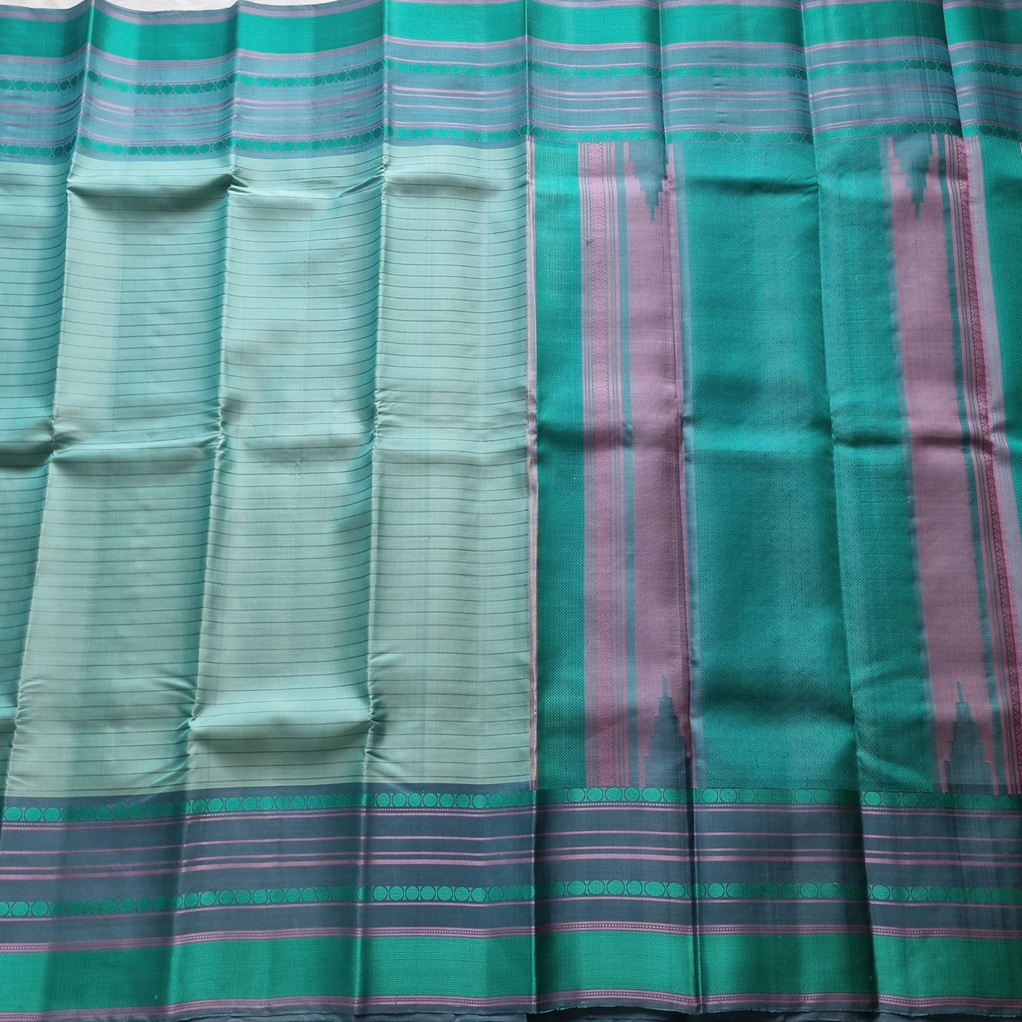 Kanjivaram Silk threadwork pastel blue