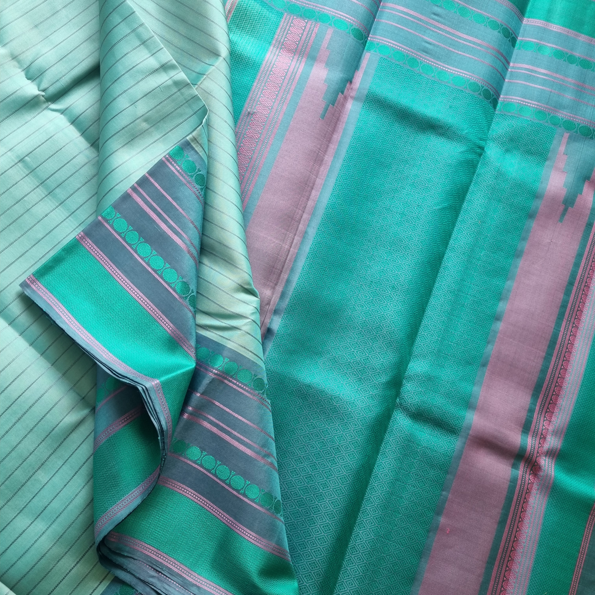 Kanjivaram Silk threadwork pastel blue