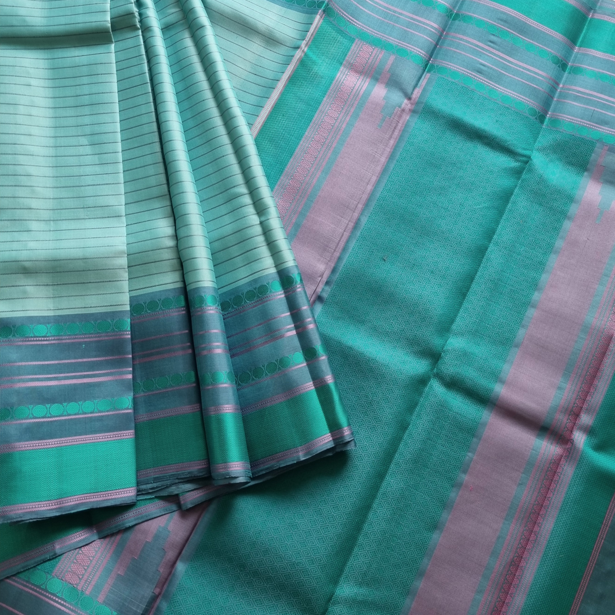 Kanjivaram Silk threadwork pastel blue