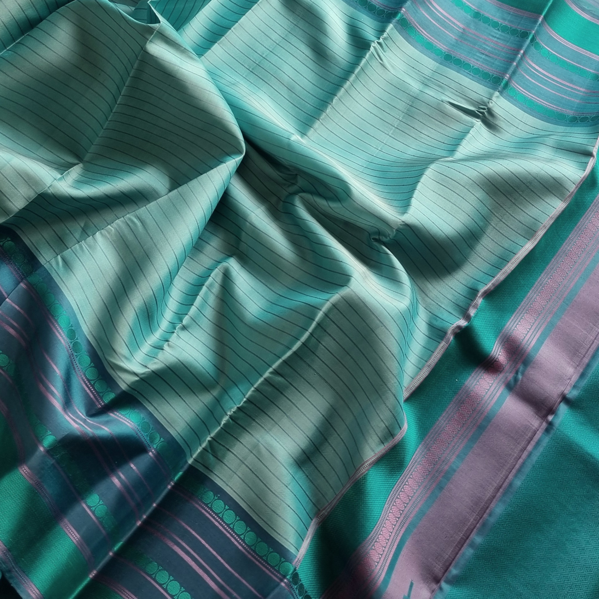 Kanjivaram Silk threadwork pastel blue
