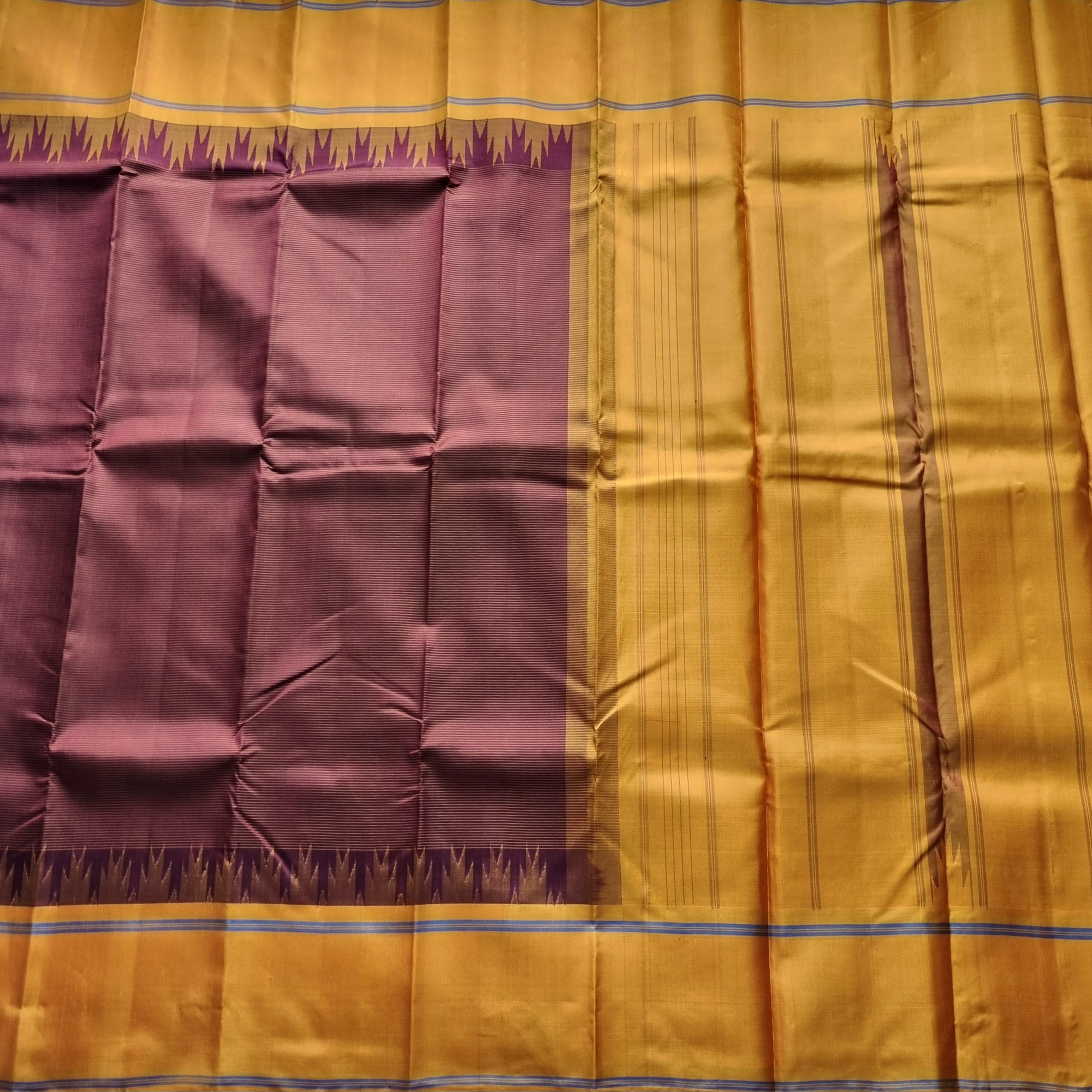 Kanjivaram Korvai brown stripes
