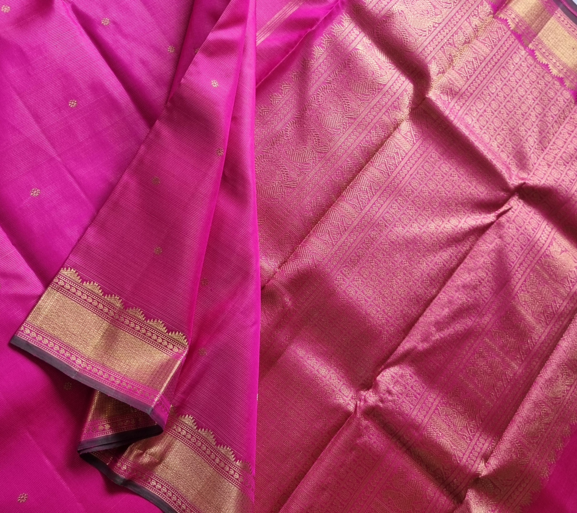 Kanjivaram Silk Vaira Oosi Rani pink