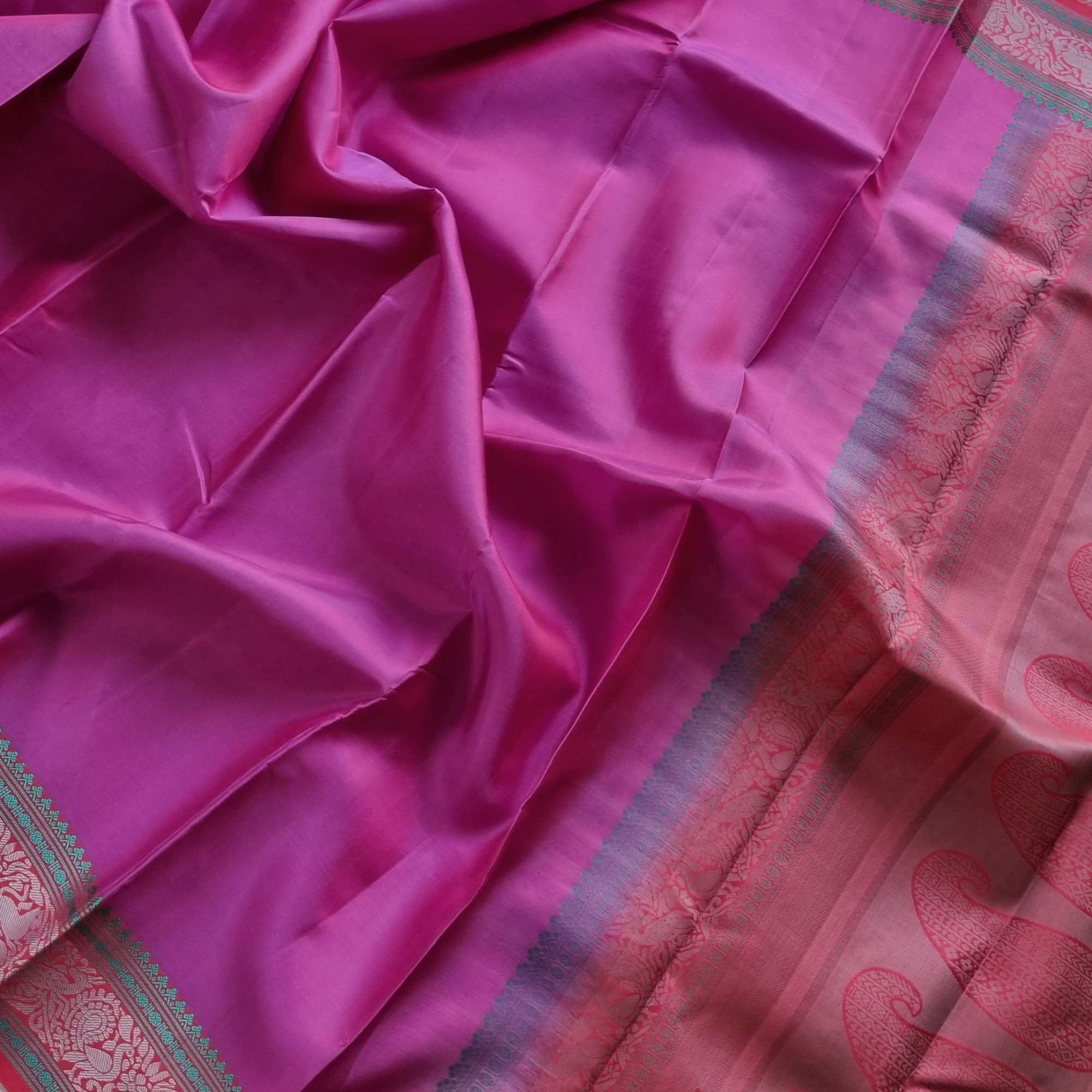 Kanjivaram silk pink threadwork