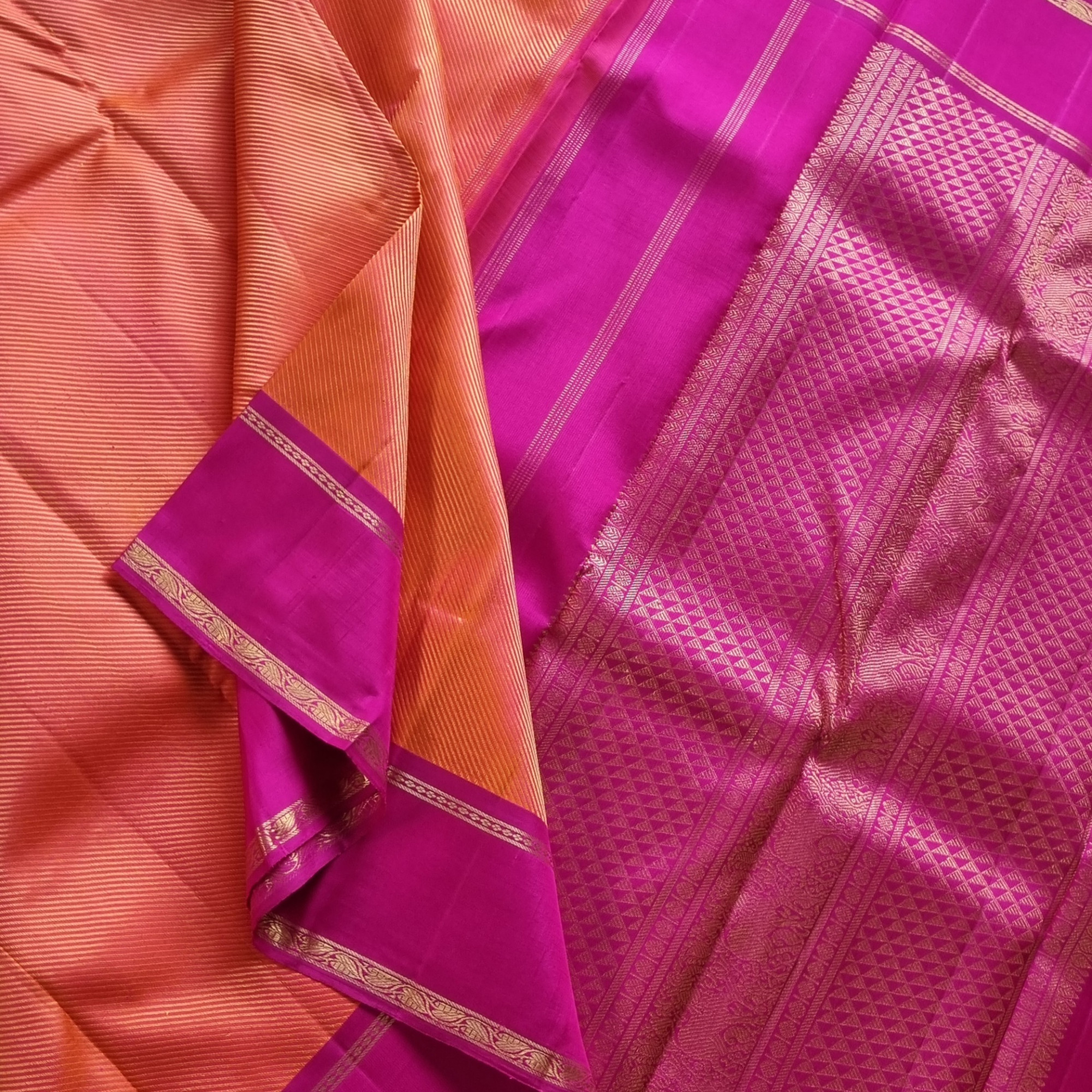 Beautiful Kanjivaram silk orange and magenta