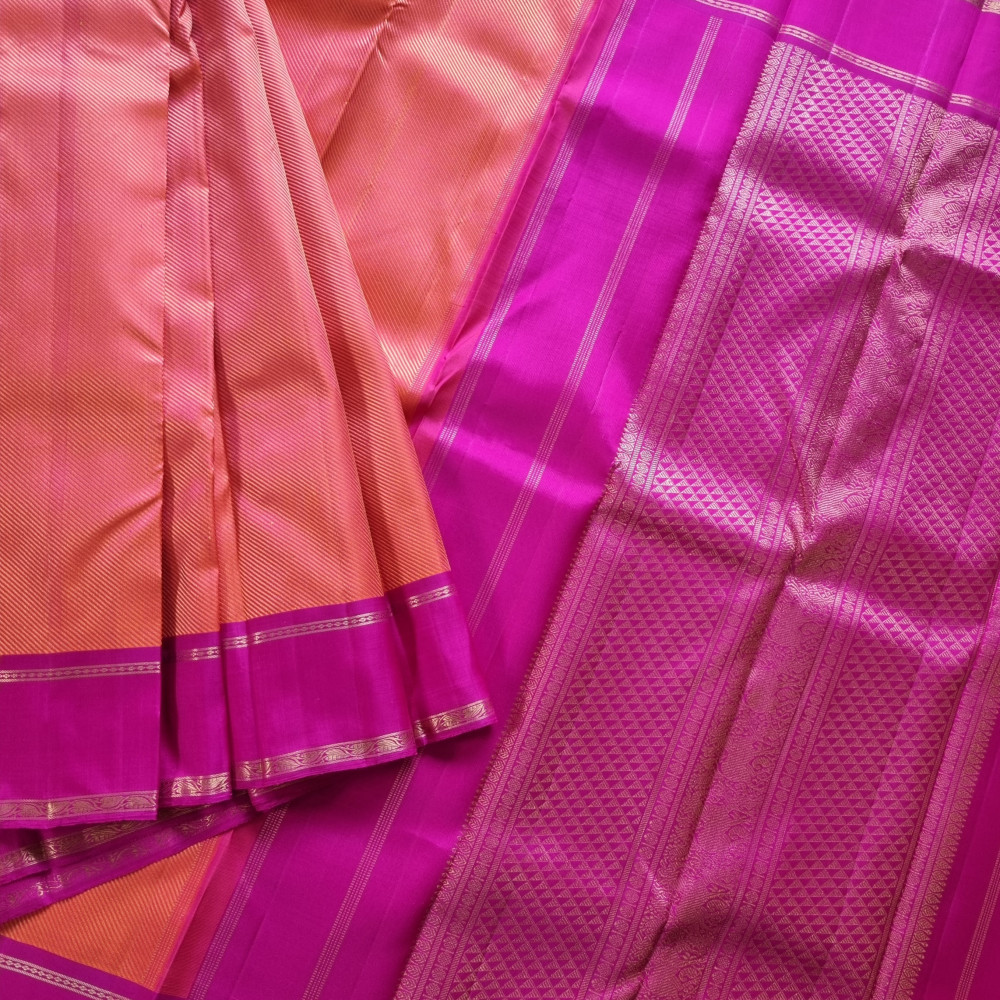 Image of Beautiful Kanjivaram silk orange and magenta