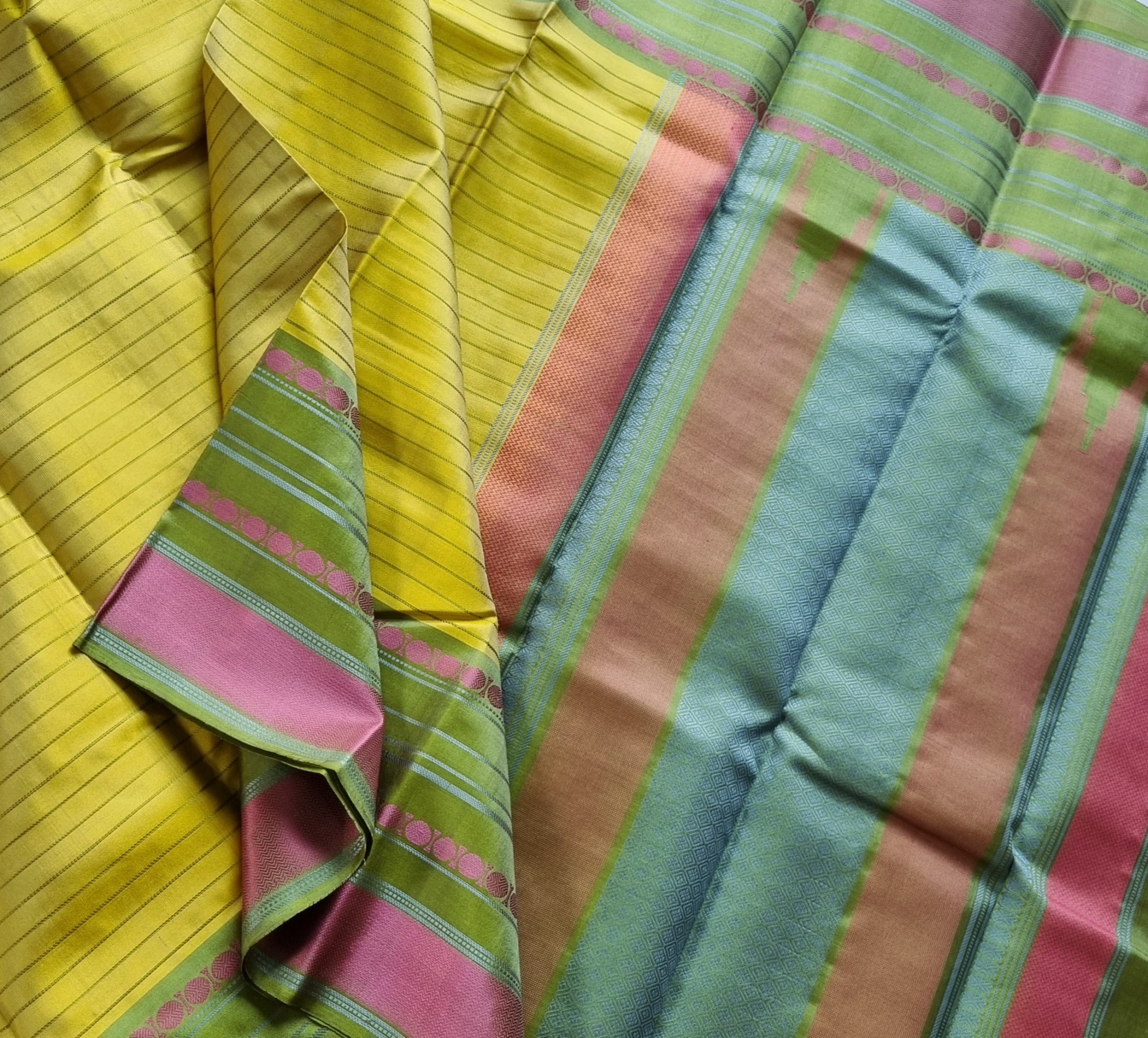 Kanjivaram Silk unusual Lime threadwork