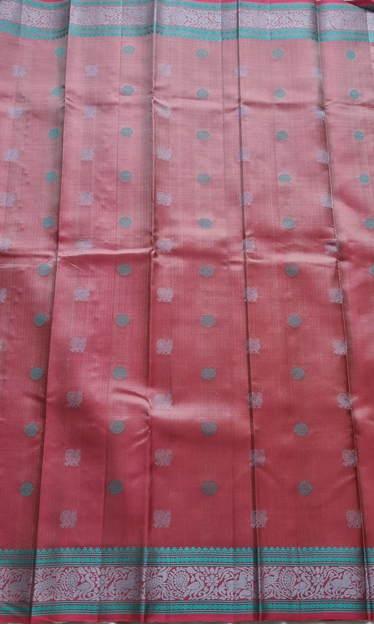 Kanjivaram Silk fresh green threadwork
