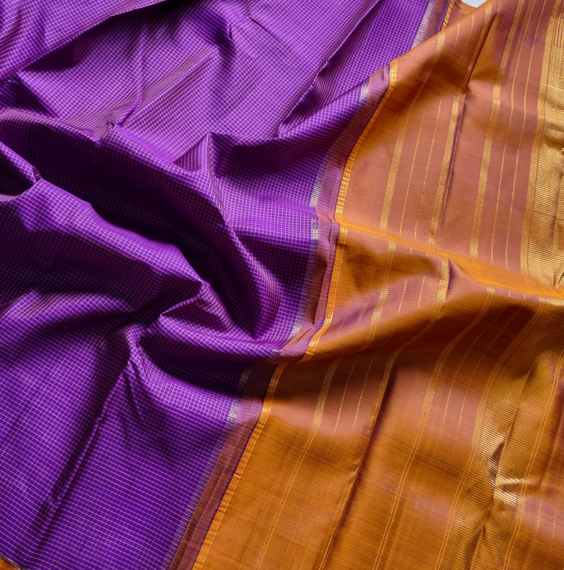Kanjivaram Silk deep purple Kattam