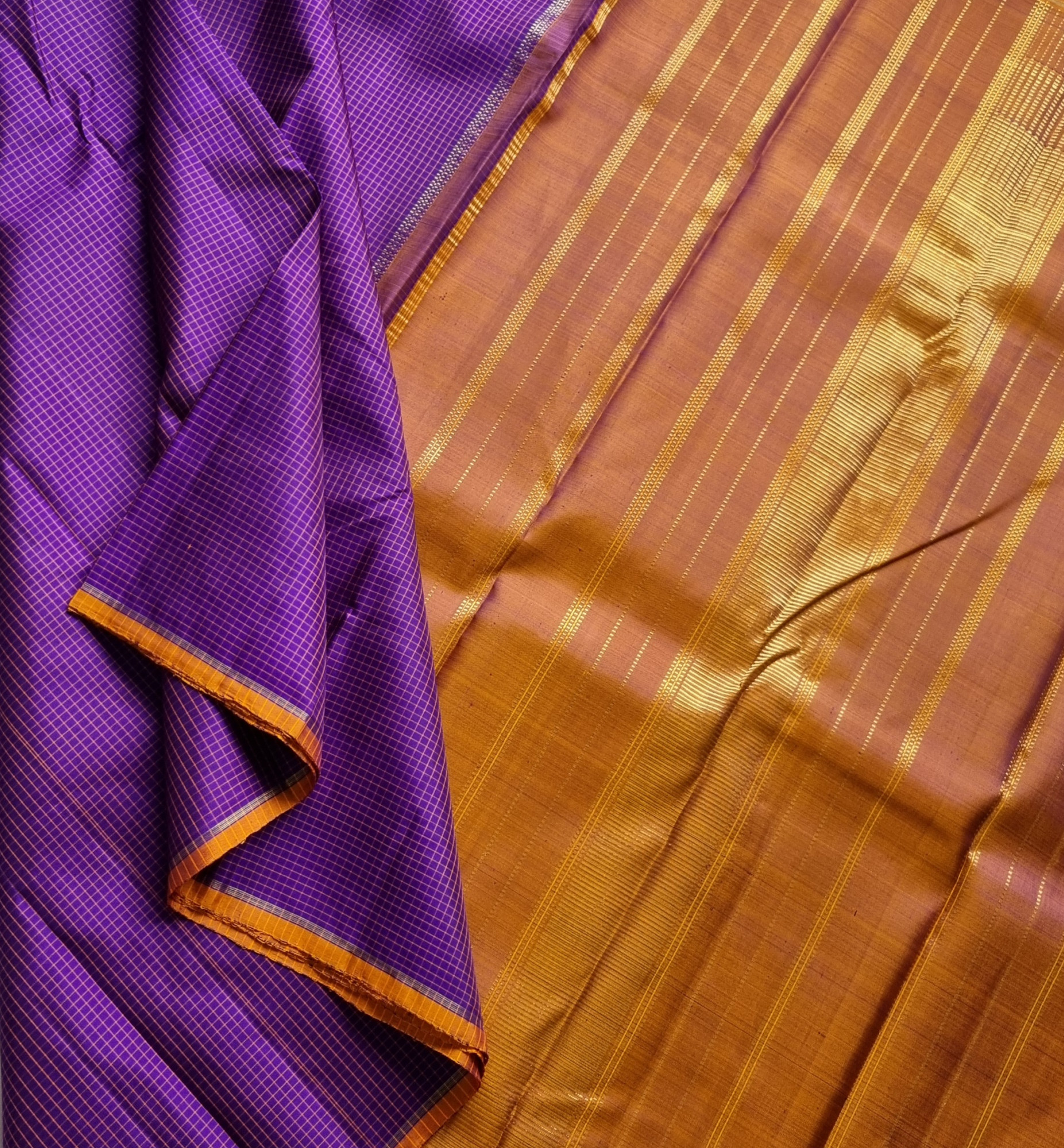 Kanjivaram Silk deep purple Kattam